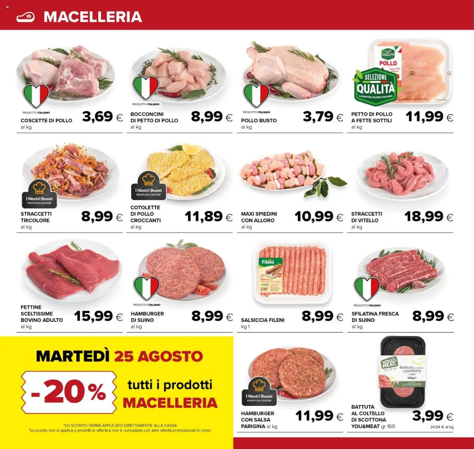 Volantino Oasi del 21/08/2026 | Pagina: 14 | Prodotti: Bovino, Petto di Pollo, Hamburger, Spiedini