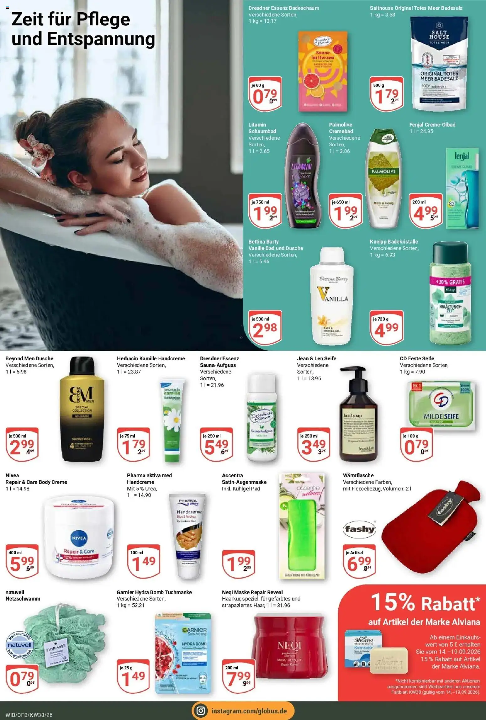 Globus Prospekt Wiesbaden-Nordenstadt (ab 14.09.2026) » Angebote online | Seite: 18 | Produkte: Dusche, Maske, Vanille, Tuchmaske