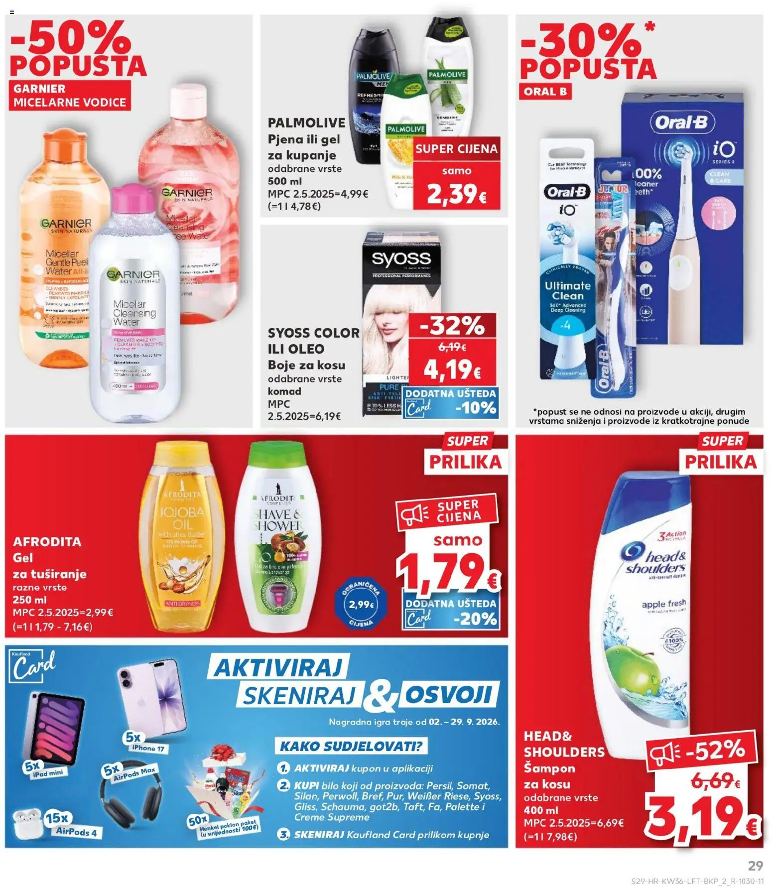 Kaufland katalog | vrijedi od 02.09.2026 | Stranica: 29 | Proizvodi: Head & Shoulders, Gel za tuširanje, Garnier, Igra