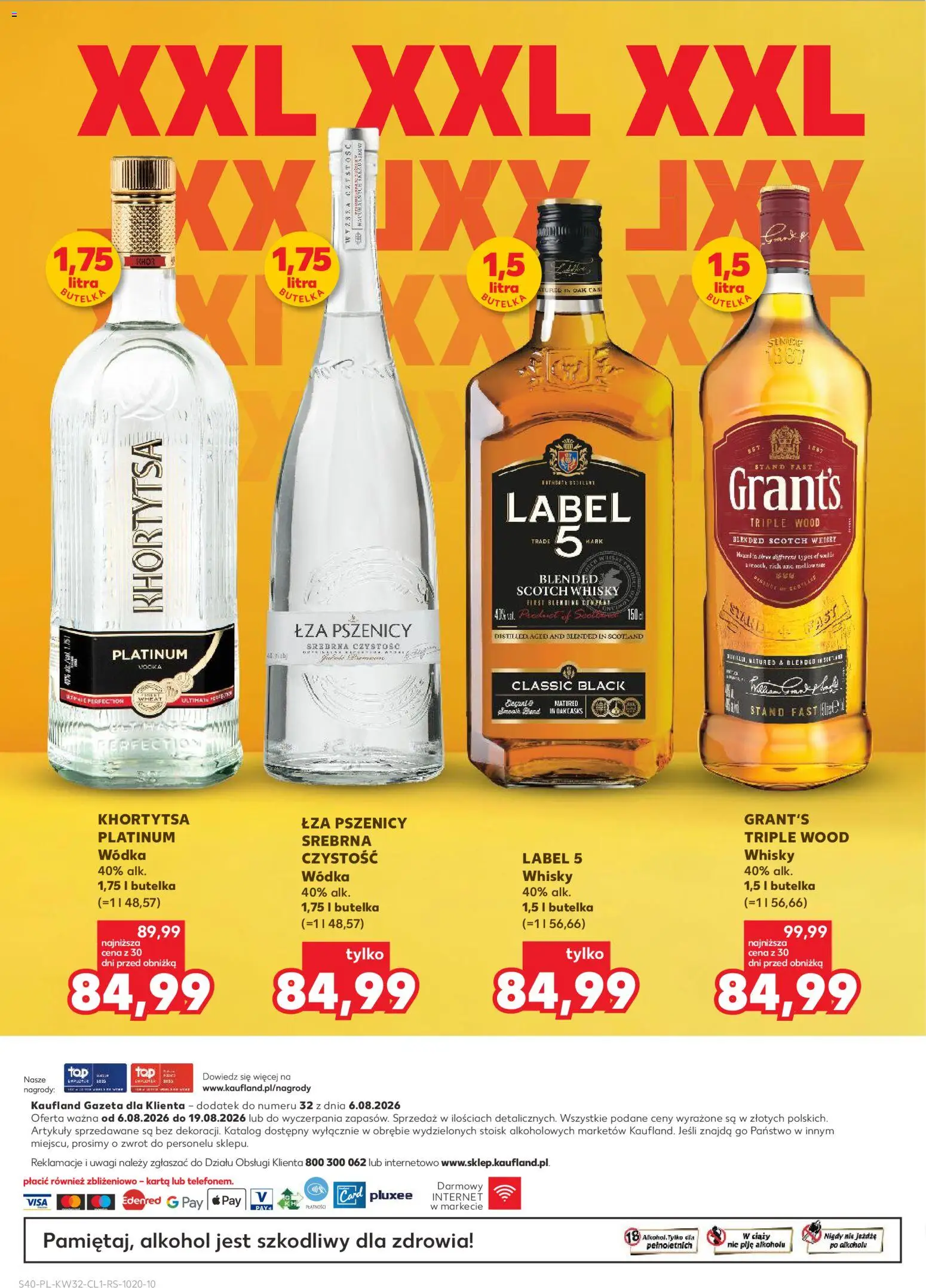Kaufland Polsko leták - Barek od 06.08.2026 | Strana: 40 | Produkty: Vodka, Whisky