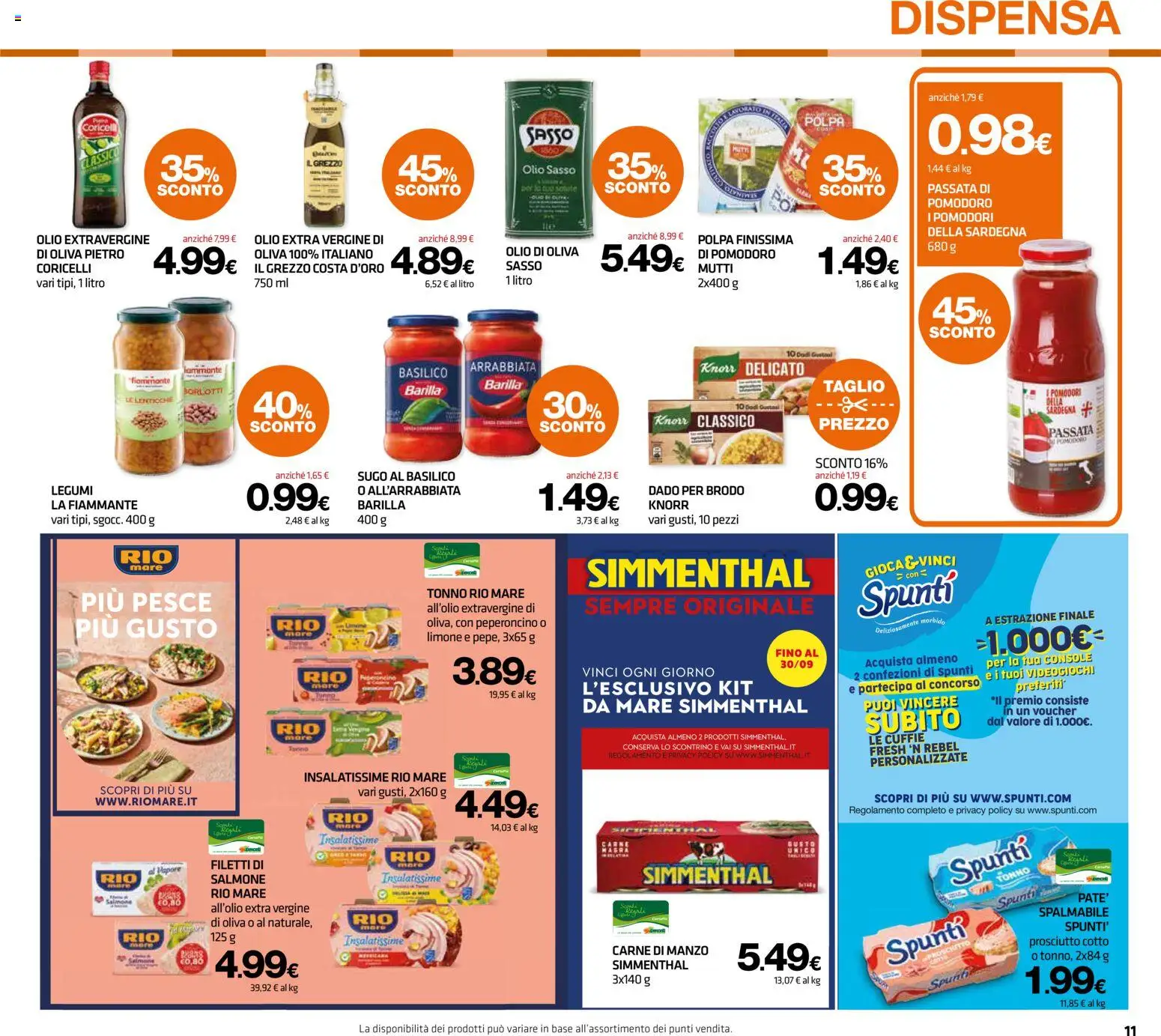 Volantino Superconti del 24/09/2026 | Pagina: 11 | Prodotti: Pesce, Pomodoro, Barilla, Carne