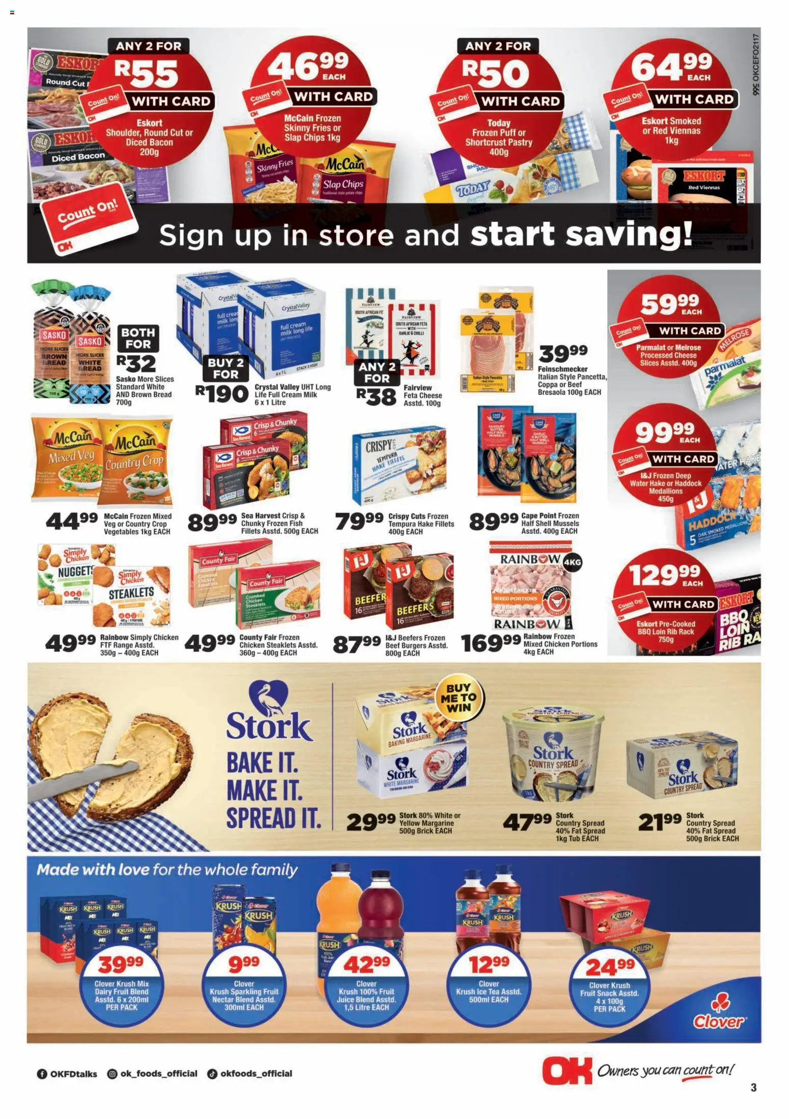 New OK Foods catalogue – valid from 25/08/2026 | Page: 3 | Products: Chips, Vegetables, Feta cheese, Bacon