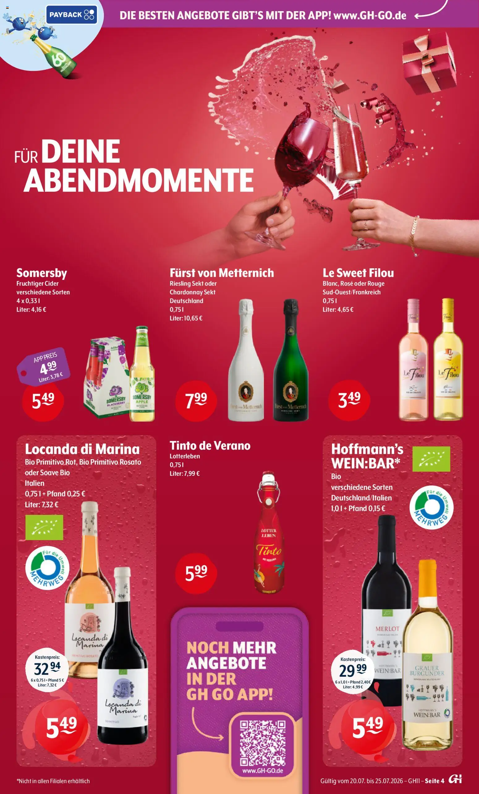 Trink und Spare Prospekt – gültig ab 20.07.2026 | Seite: 4 | Produkte: Le filou, Sekt, Rouge, Apple