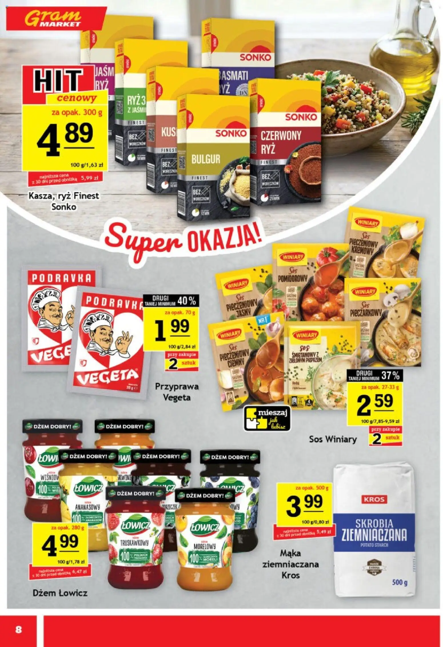 Gram Market gazetka od 10.06.2026 | Strona: 8 | Produkty: Bulgur, Dżem, Ryż, Sos