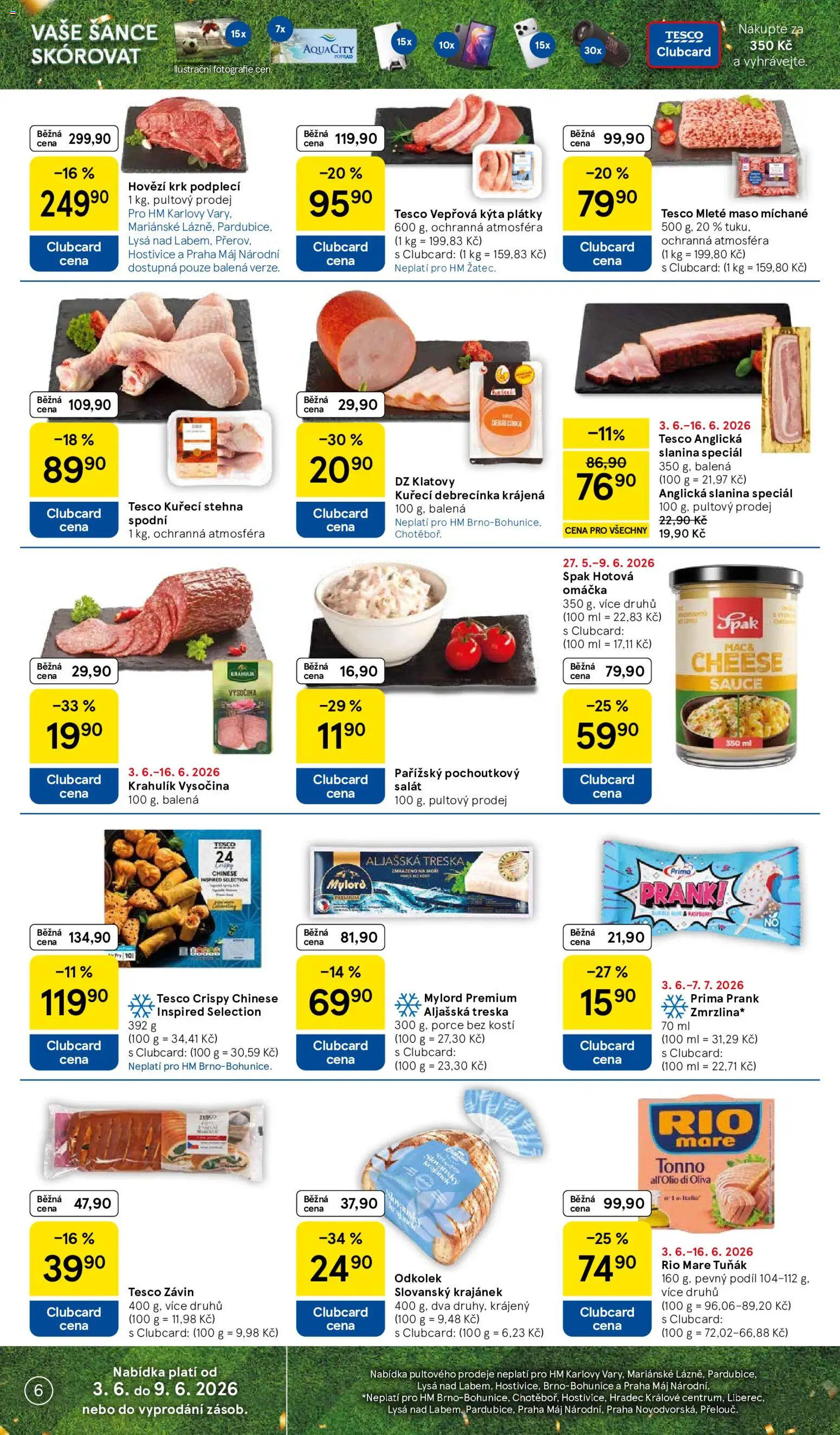 Tesco leták - Hypermarket od 03.06.2026 | Strana: 6 | Produkty: Maso, Vepřová Kýta, Slanina, Kuřecí stehna
