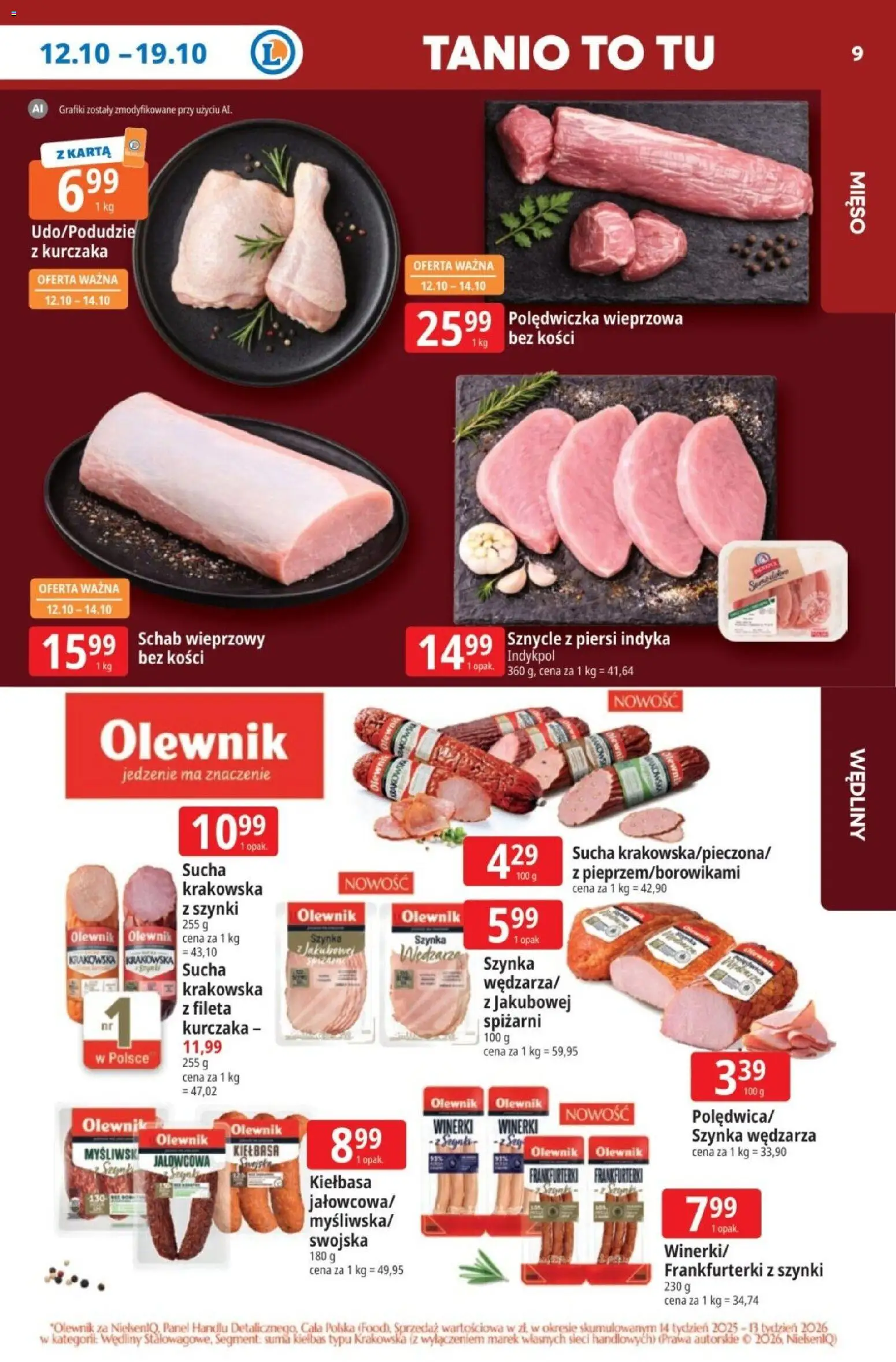 E.Leclerc gazetka - Tanio To Tu od 12.10.2026 | Strona: 9 | Produkty: Piersi, Mięso, Schab wieprzowy bez kości, Polędwiczka wieprzowa
