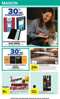 Carrefour - Prévisualisation de Table Pliante multi-usage, Table en polyéthylène Haute densité, épaisseur 3,5 cm. Dim: 180 x 70 x 74 cm (Dim pliée: 92 x 7 x 70 cm). Structure en acier avec revêtement époxy. Capacité de charge 150 kg. Banc dim: déplié 183 x 30 x 43 cm. Capacité de charge 300 kg, et la chaise pliante : Dim. : 53 x 45 x 78 cm à des prix différents valide à partir de 27/10/2026 | Page: 55