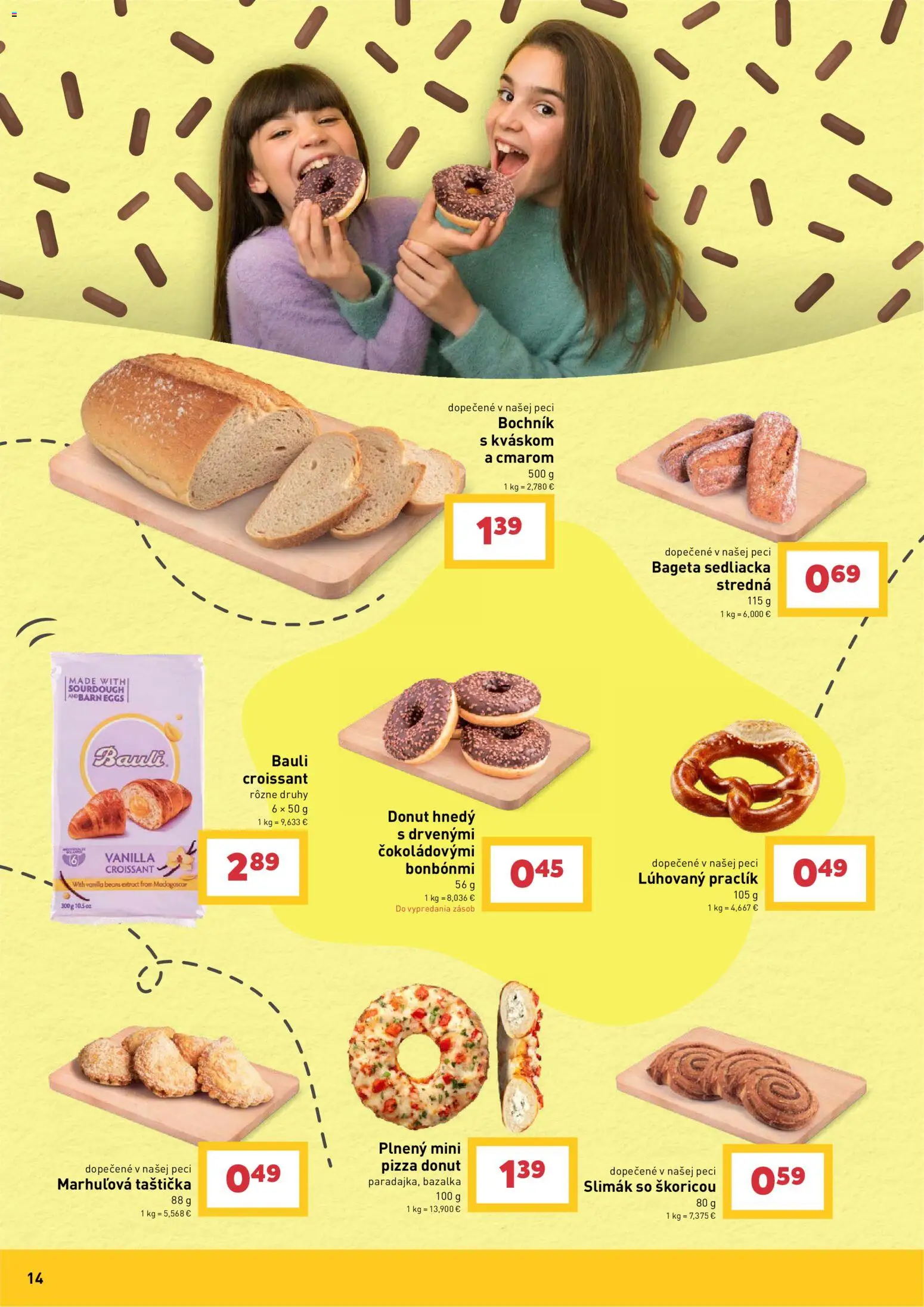 Nové Billa akcie – leták je platný od 09.09.2026 | Strana: 14 | Produkty: Pizza, Donut, Croissant, Bageta