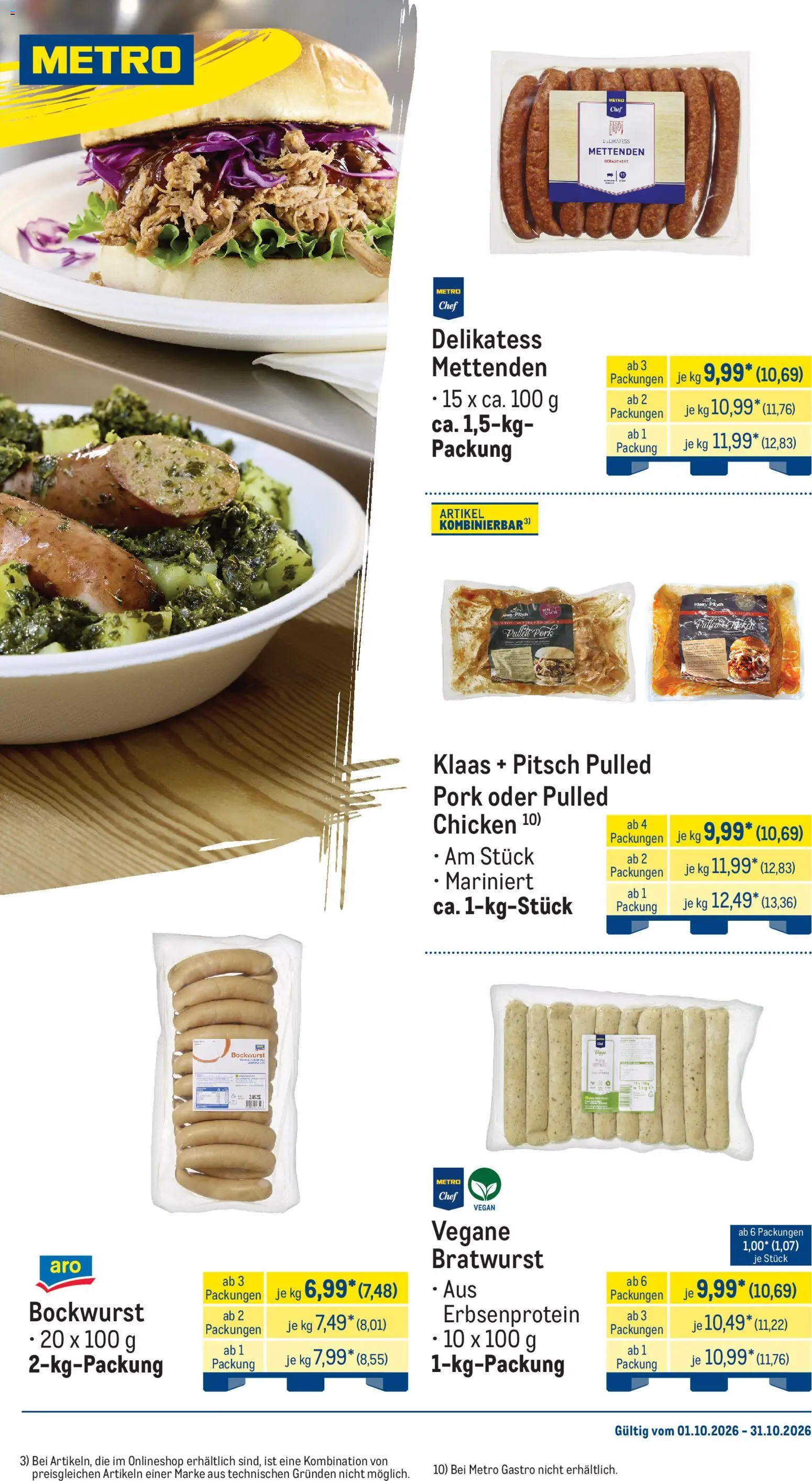 Metro Monats-Menü – gültig ab 01.10.2026 | Seite: 10 | Produkte: Bockwurst, Bratwurst