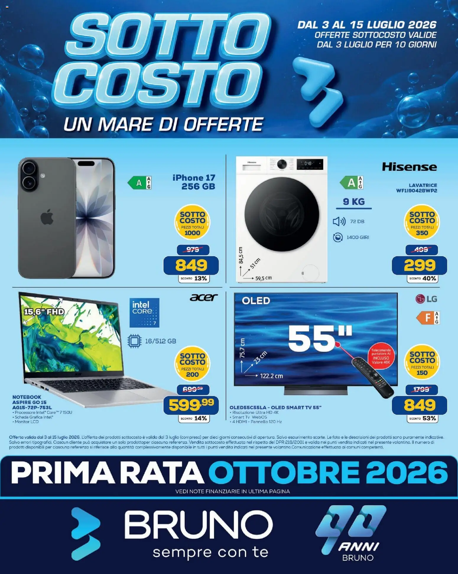 Volantino BRUNO del 03/07/2026 | Pagina: 1 | Prodotti: Monitor, Iphone, Lavatrice, TV