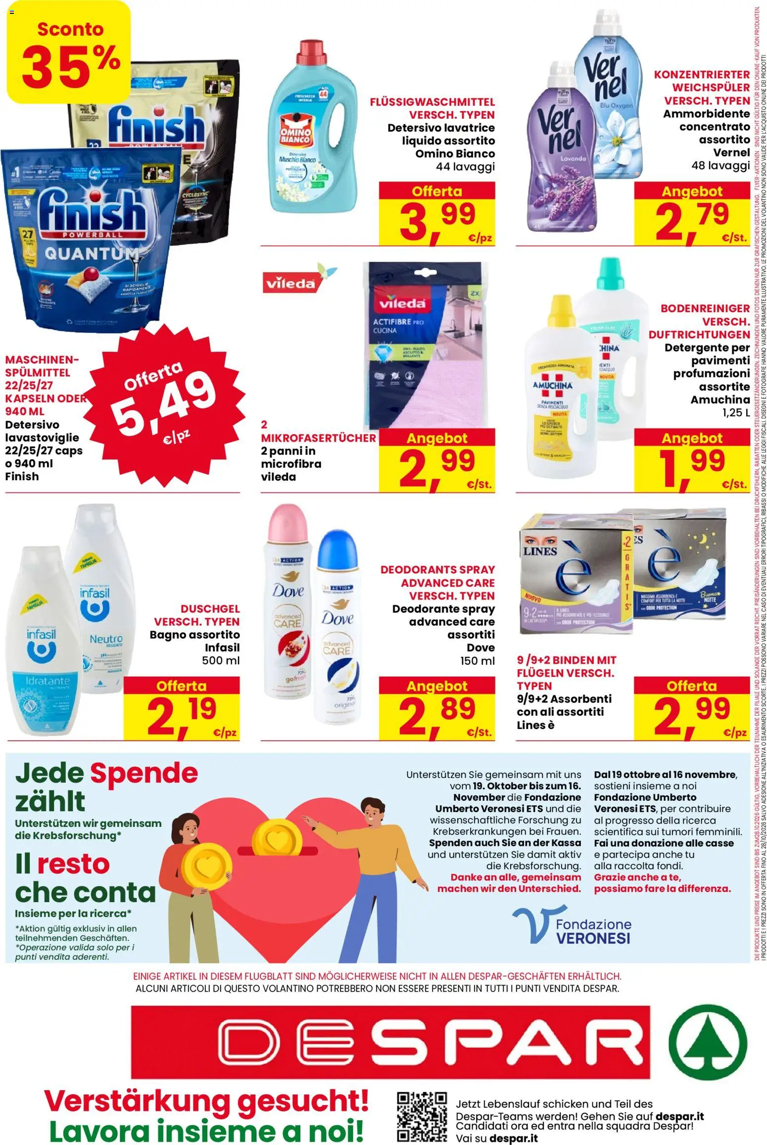 Volantino Despar del 15/10/2026 | Pagina: 16 | Prodotti: Ammorbidente, Detergente, Assorbenti, Lavanda