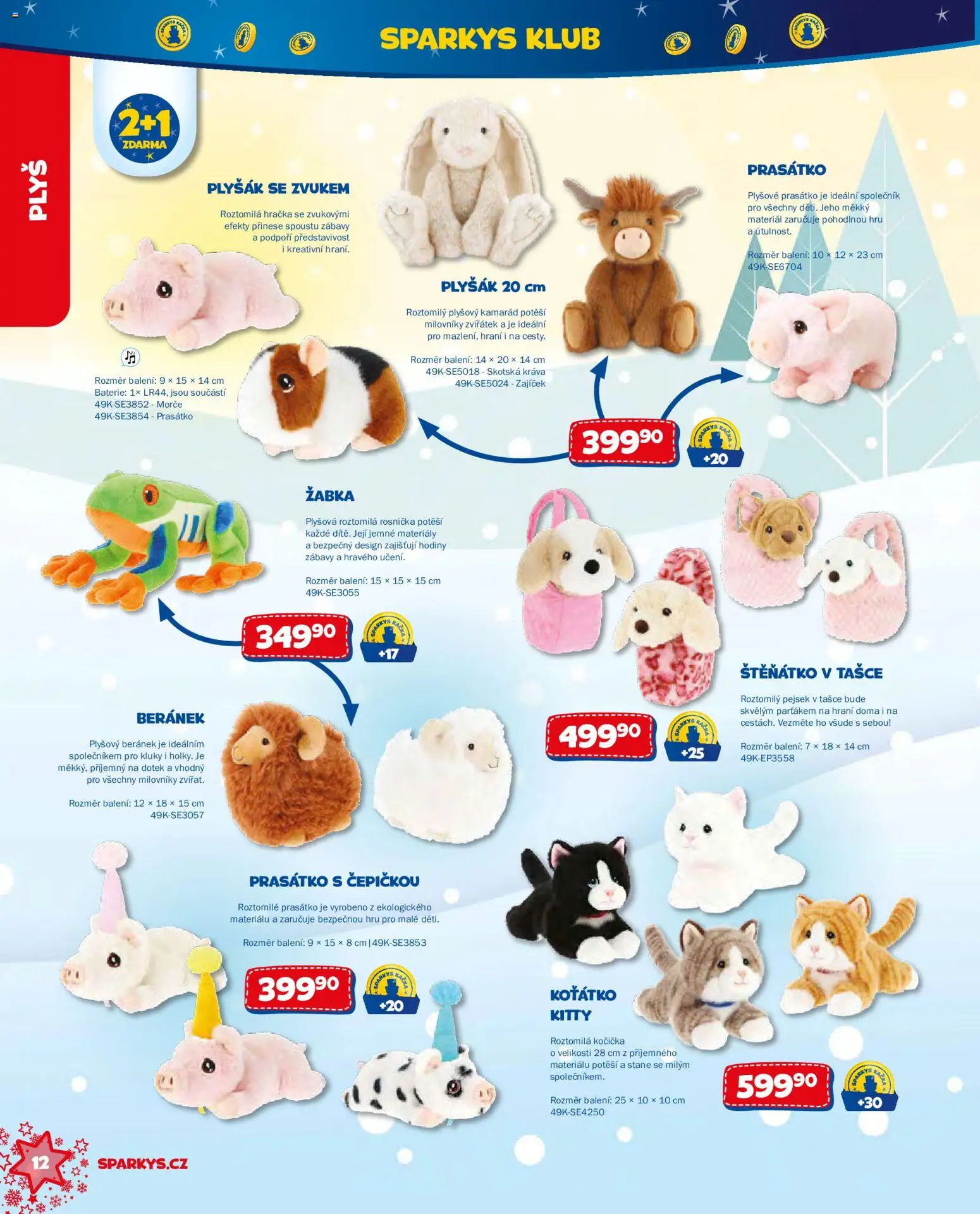 Sparkys katalog Vánoce 2026 od 01.10.2026 | Strana: 12 | Produkty: Hodiny, Baterie, Plyšák