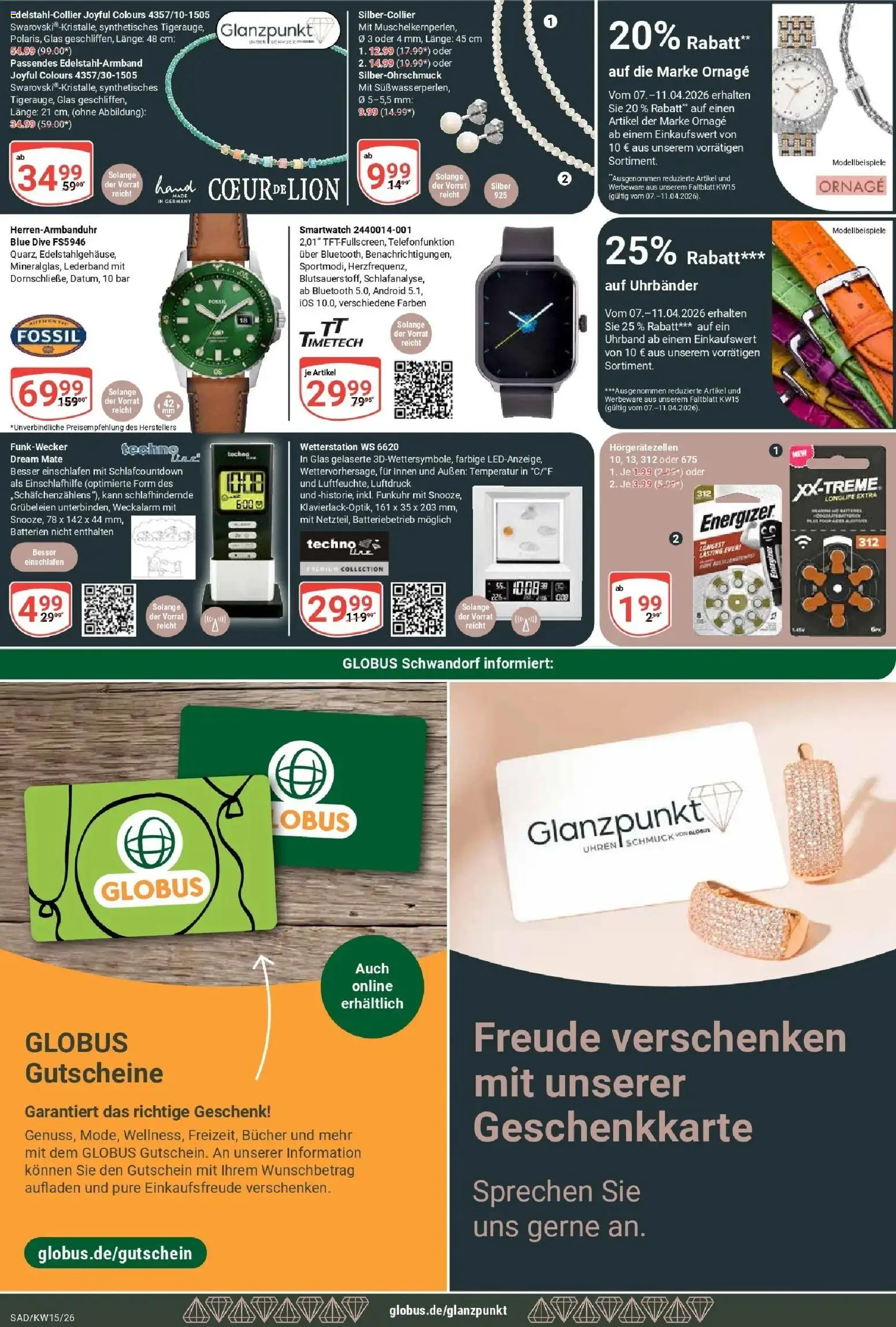 Globus prospekt Schwandorf	 – gültig ab 07.04.2026 | Seite: 22 | Produkte: Wetterstation, Smartwatch, Batterien