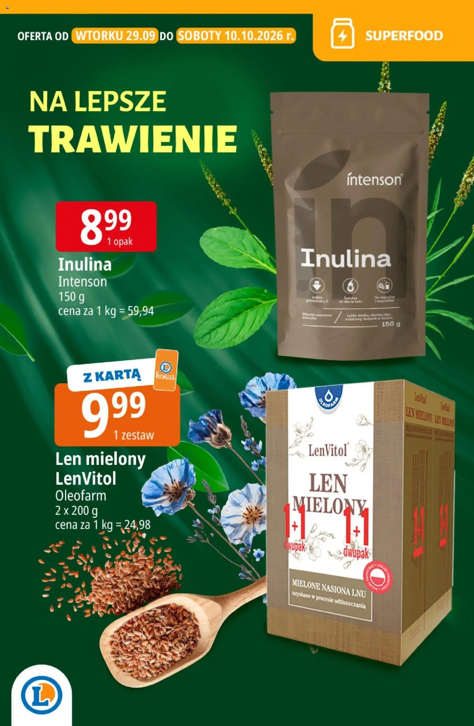 E.Leclerc gazetka - Śniadanie od 29.09.2026 | Strona: 5 | Produkty: Karta, Nasiona, Len mielony