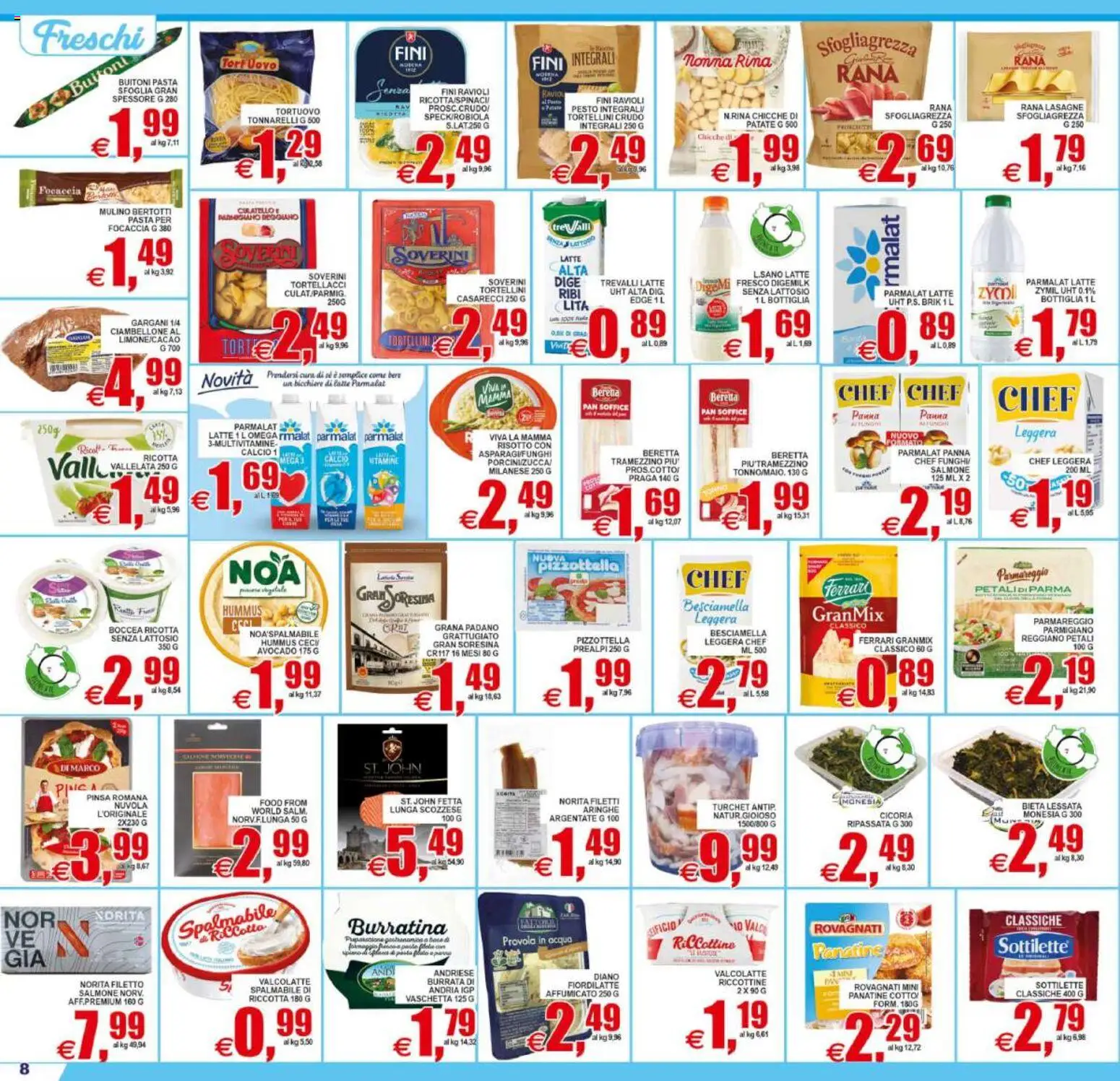 Volantino Pewex del 21/08/2026 | Pagina: 8 | Prodotti: Latte, Funghi, Bicchiere, Burrata