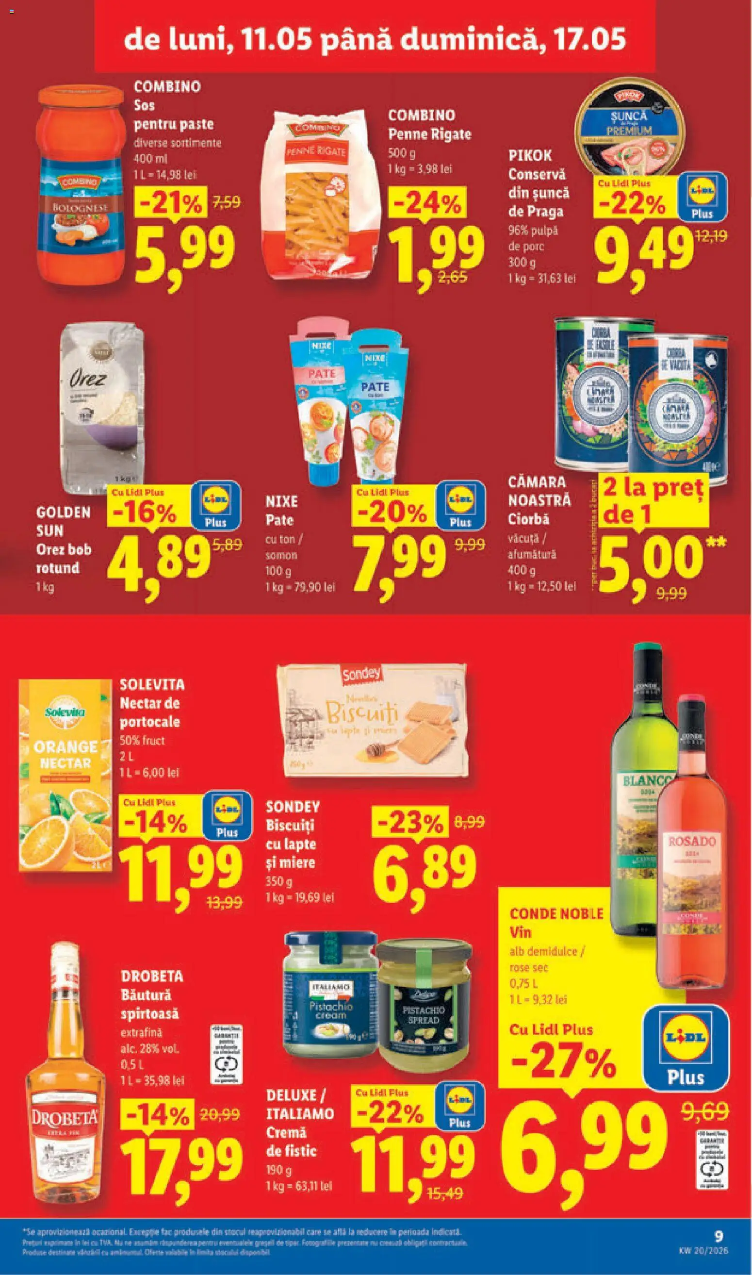 Noul catalog Lidl – valabil de la 11.05.2026 | Pagină: 9 | Produse: Șuncă, Portocale, Orez, Fistic