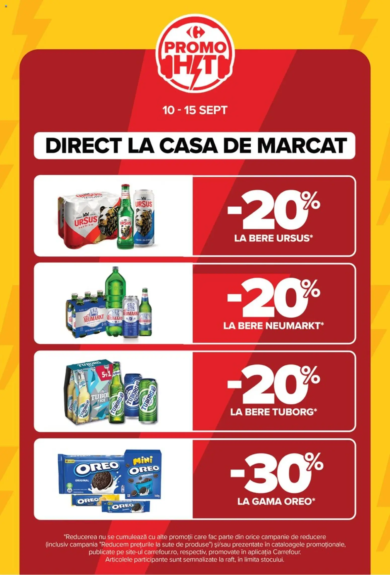 Noul catalog Carrefour – valabil de la 09.09.2026 | Pagină: 15 | Produse: Pară, Oreo, Ursus, Bere
