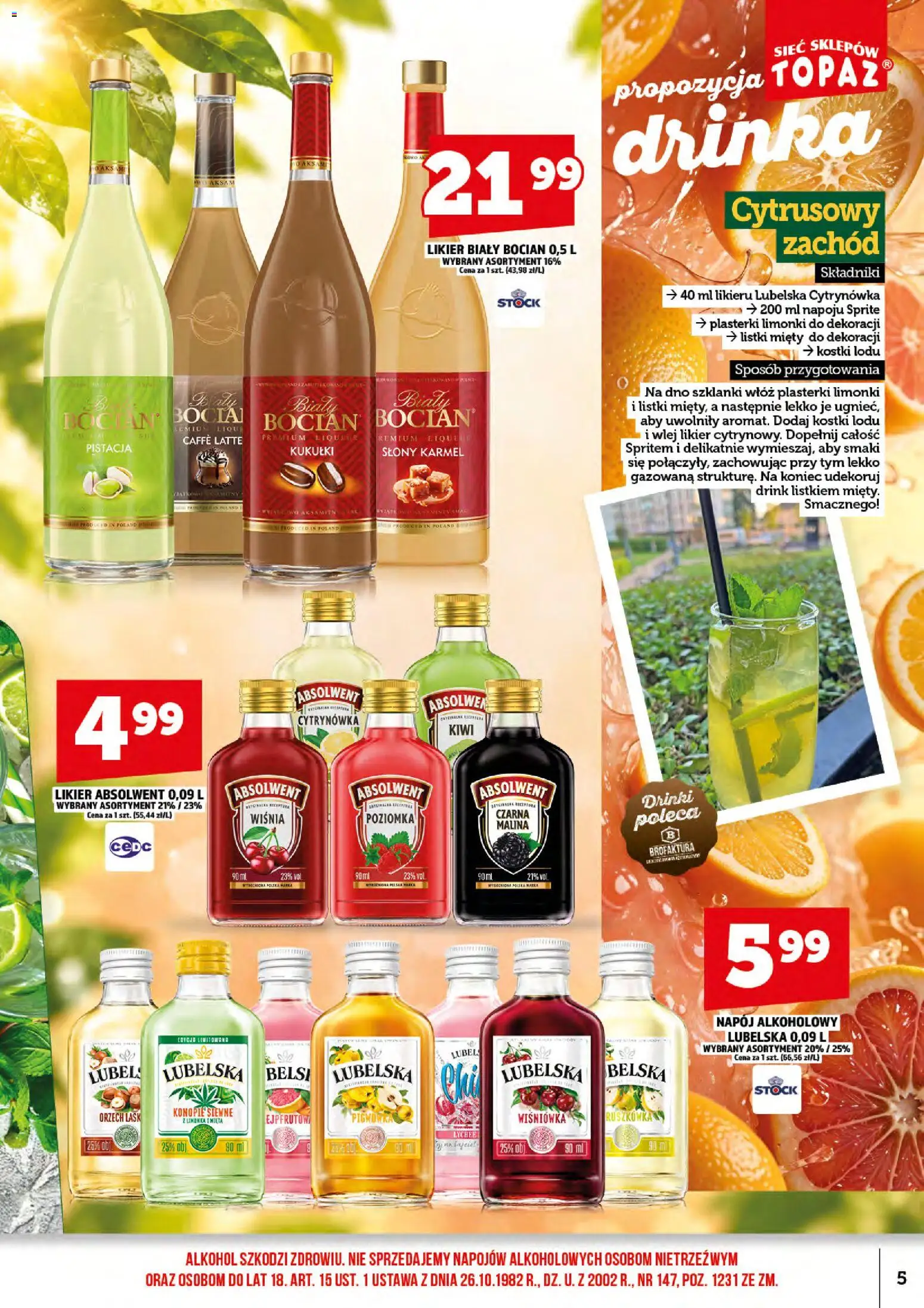 Topaz gazetka alkoholowa od 16.10.2026 | Strona: 7 | Produkty: Słony karmel, Kostki lodu, Szklanki, Biały Bocian