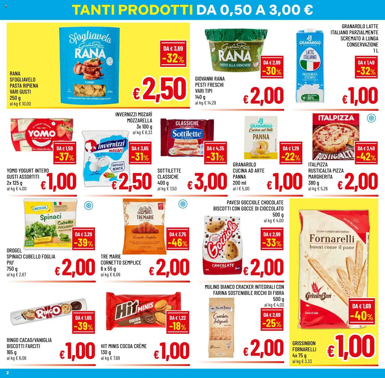 Volantino A&O del 24/06/2026 | Pagina: 2 | Prodotti: Yogurt, Pane, Pizza, Latte