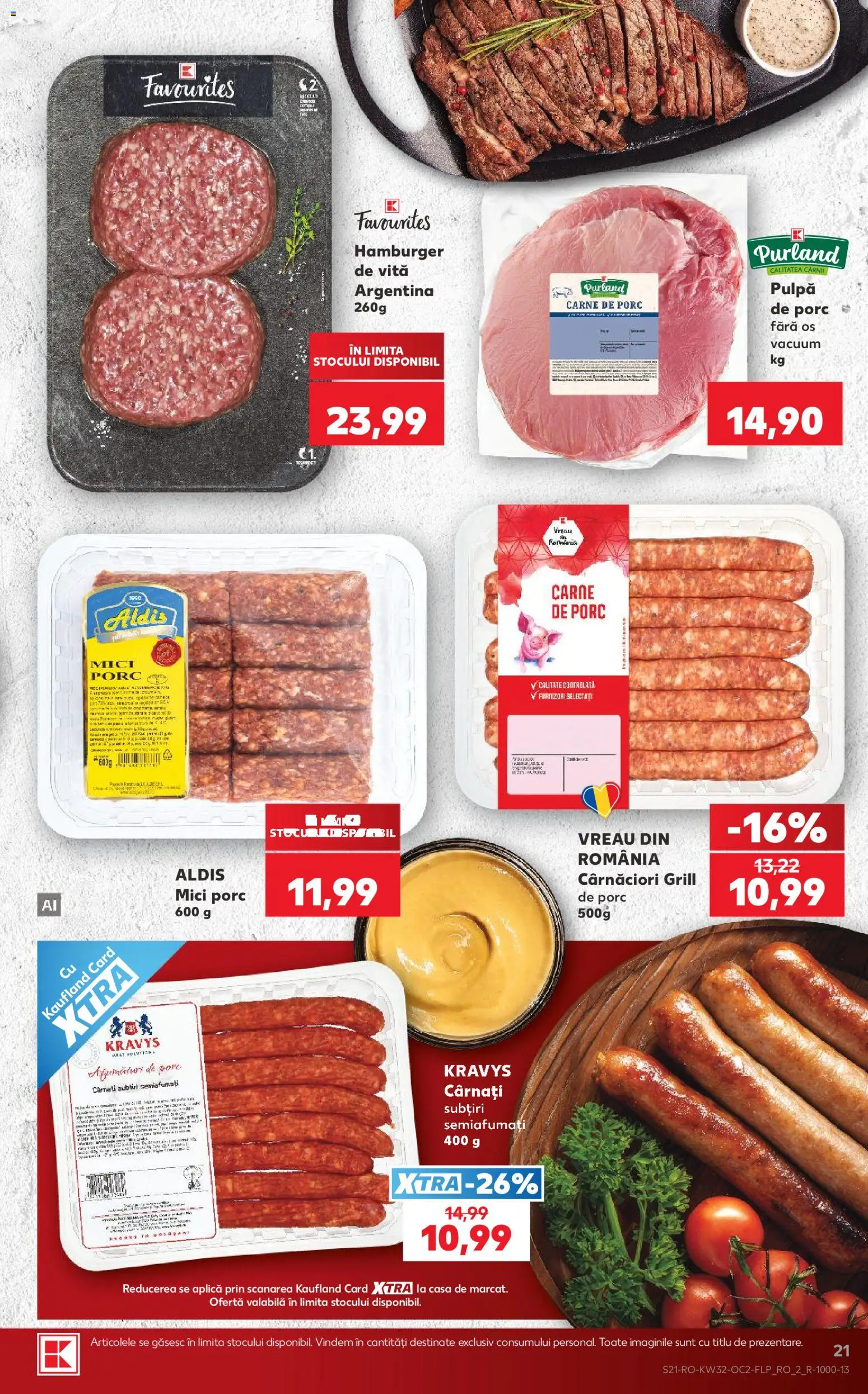 Noul catalog Kaufland – valabil de la 05.08.2026 | Pagină: 21 | Produse: Grill, Mici, Carne De Porc, Cârnați