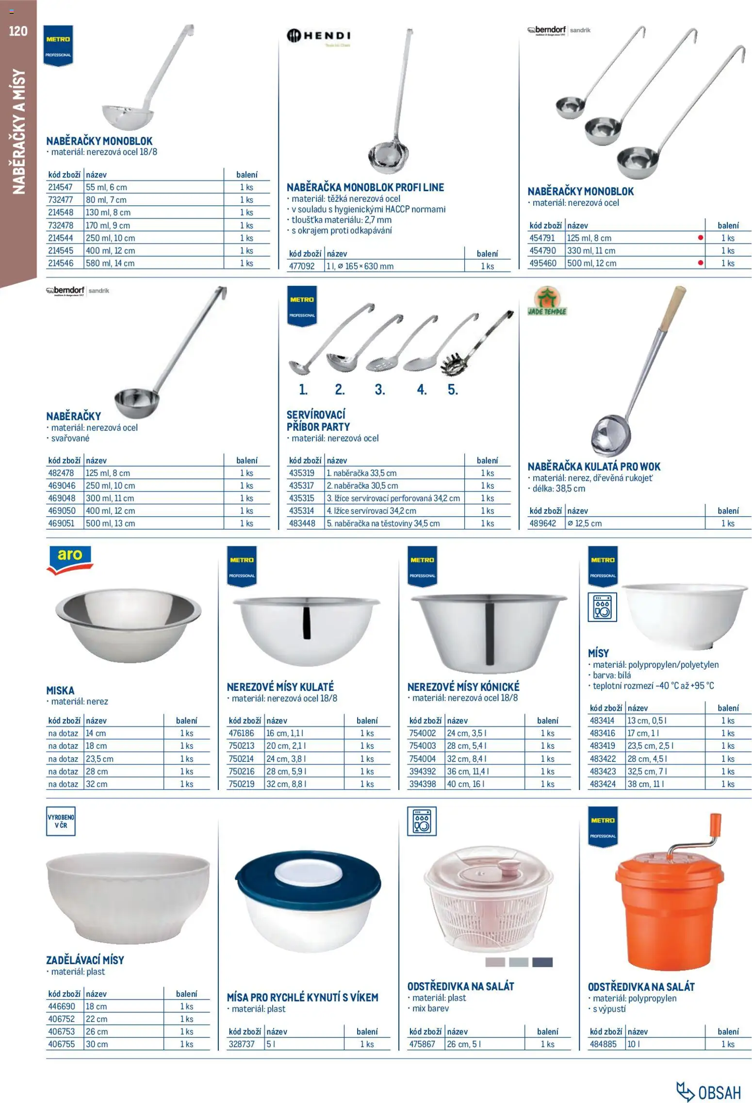 Makro leták - Gastro vybavení a zařízení od 01.02.2026 | Strana: 120 | Produkty: Příbor, Těstoviny, Naběračka, Miska