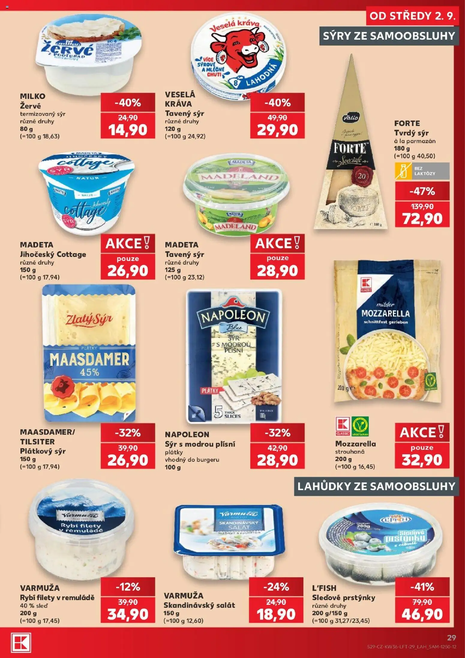 Kaufland leták - Chomutov od 02.09.2026 | Strana: 29 | Produkty: Tavený sýr, Salát, Mozzarella, Cottage