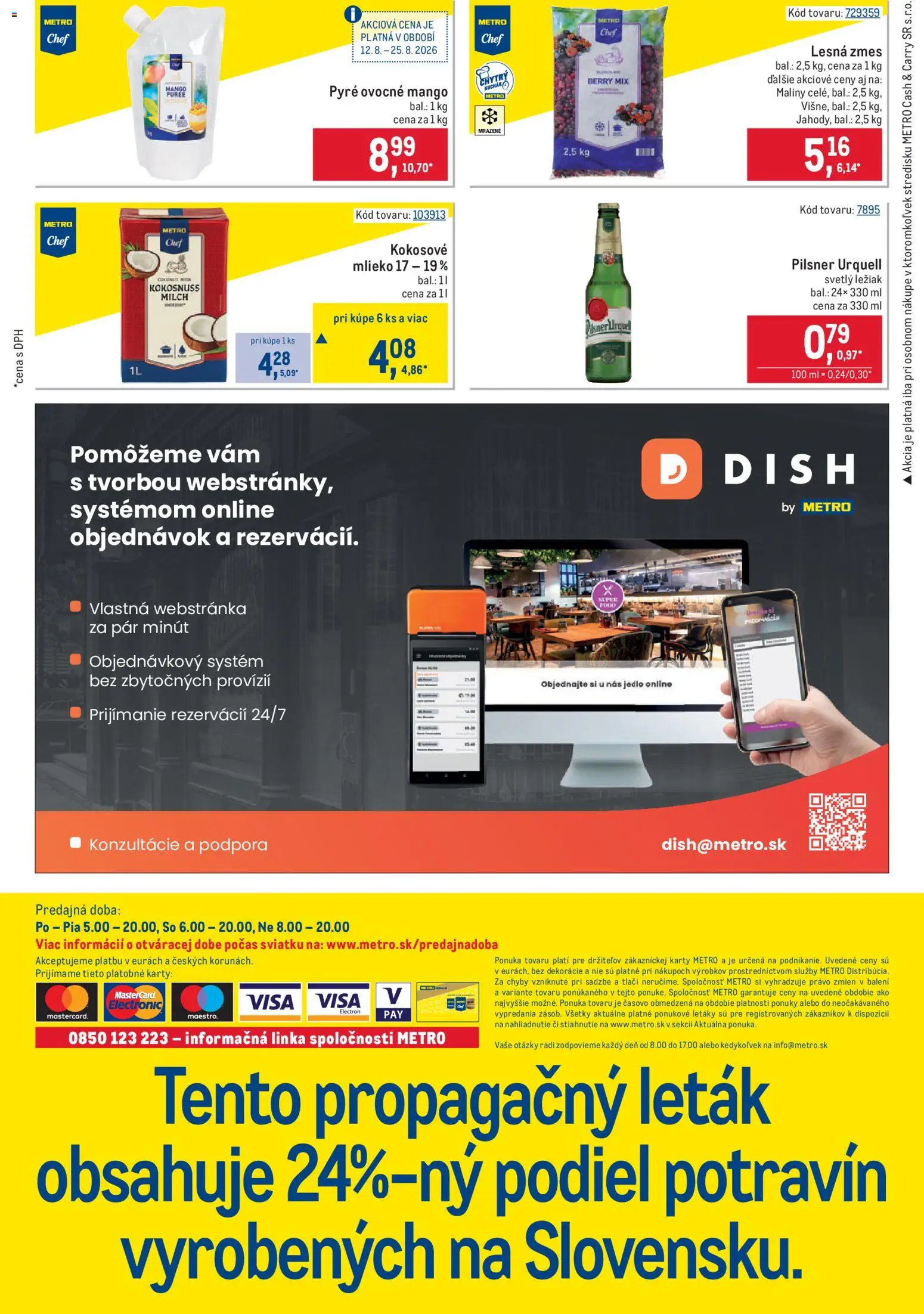 Nové Metro akcie – leták je platný od 12.08.2026 | Strana: 32 | Produkty: Mlieko, Pilsner Urquell, Kokosové mlieko, Mango