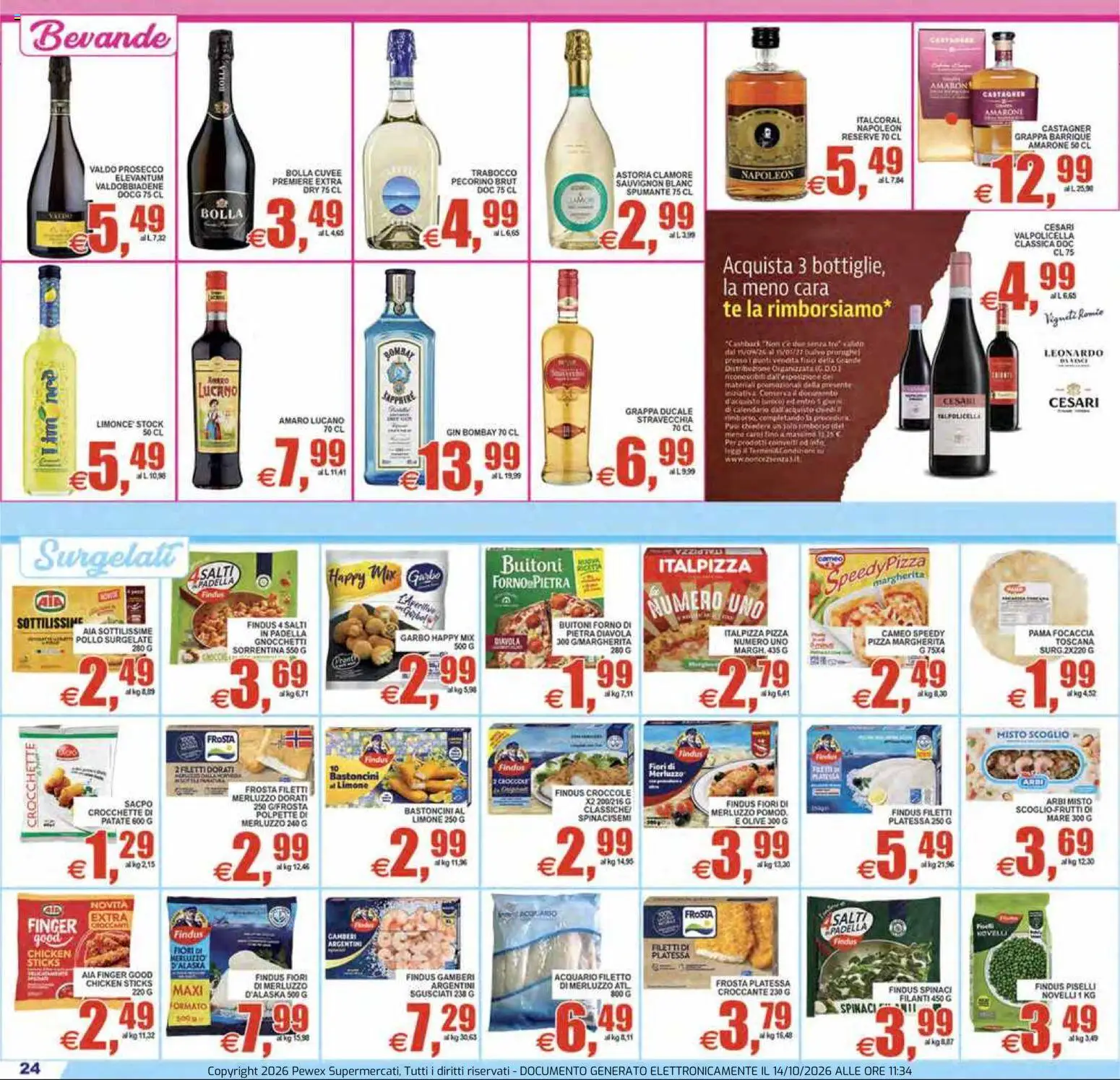 Volantino Pewex del 14/10/2026 | Pagina: 24 | Prodotti: Pollo, Crocchette, Piselli, Amaro