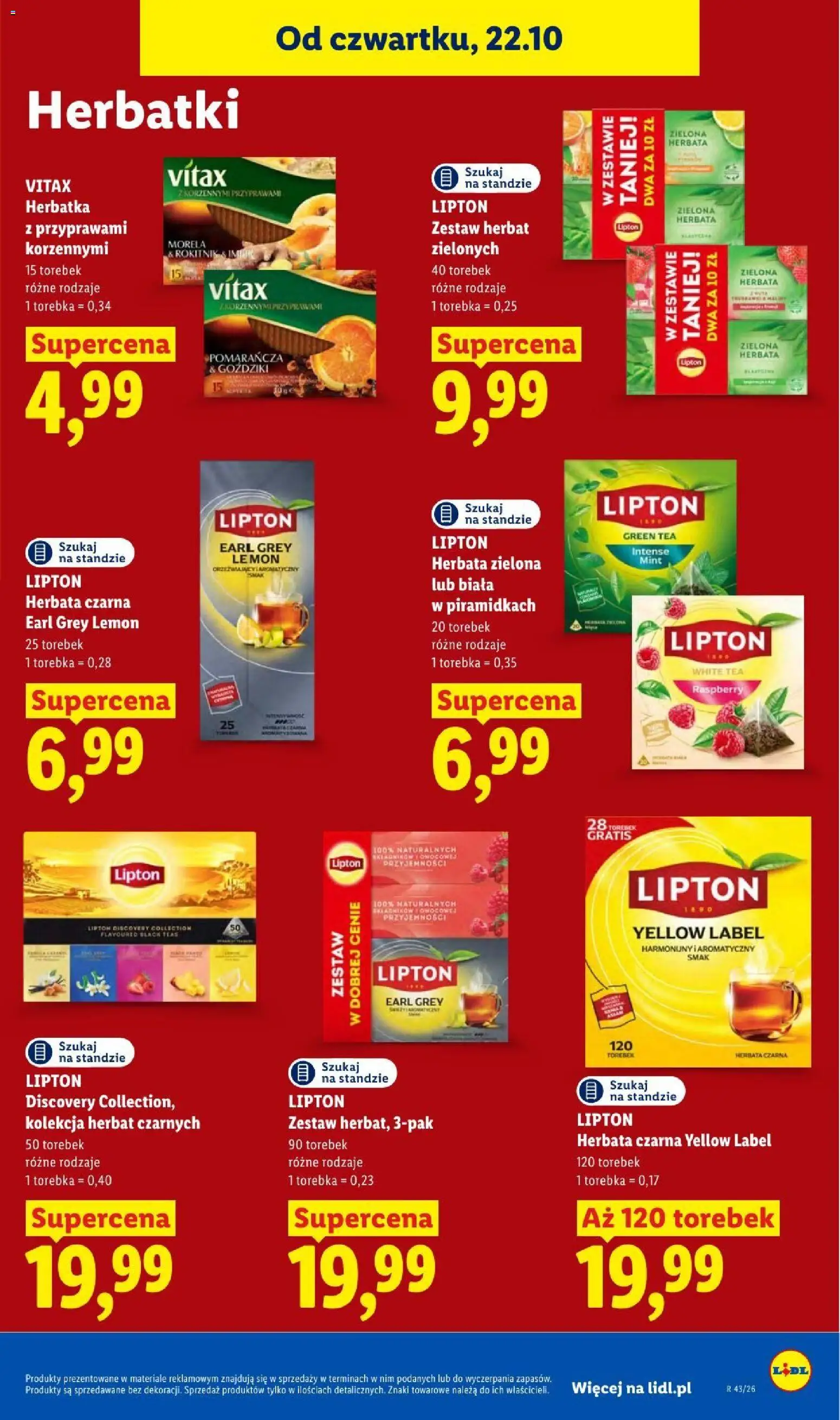 Lidl gazetka od 22.10.2026 | Strona: 79 | Produkty: Earl Grey, Biała herbata, Herbata zielona, Herbata lipton