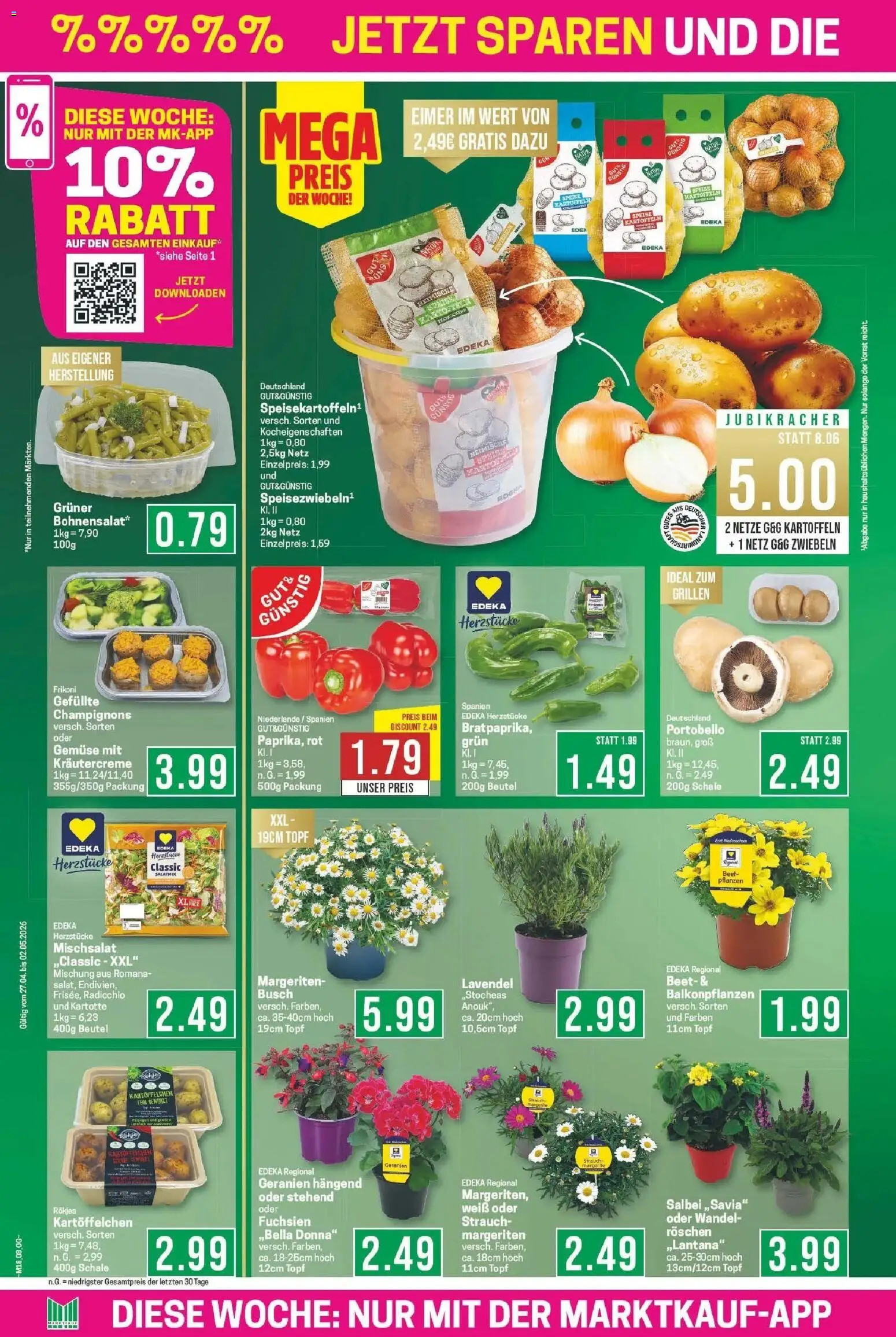 Marktkauf Prospekt Bad Salzuflen	 – gültig ab 27.04.2026 | Seite: 8 | Produkte: Geranien, Champignons, Kartoffeln, Zwiebeln