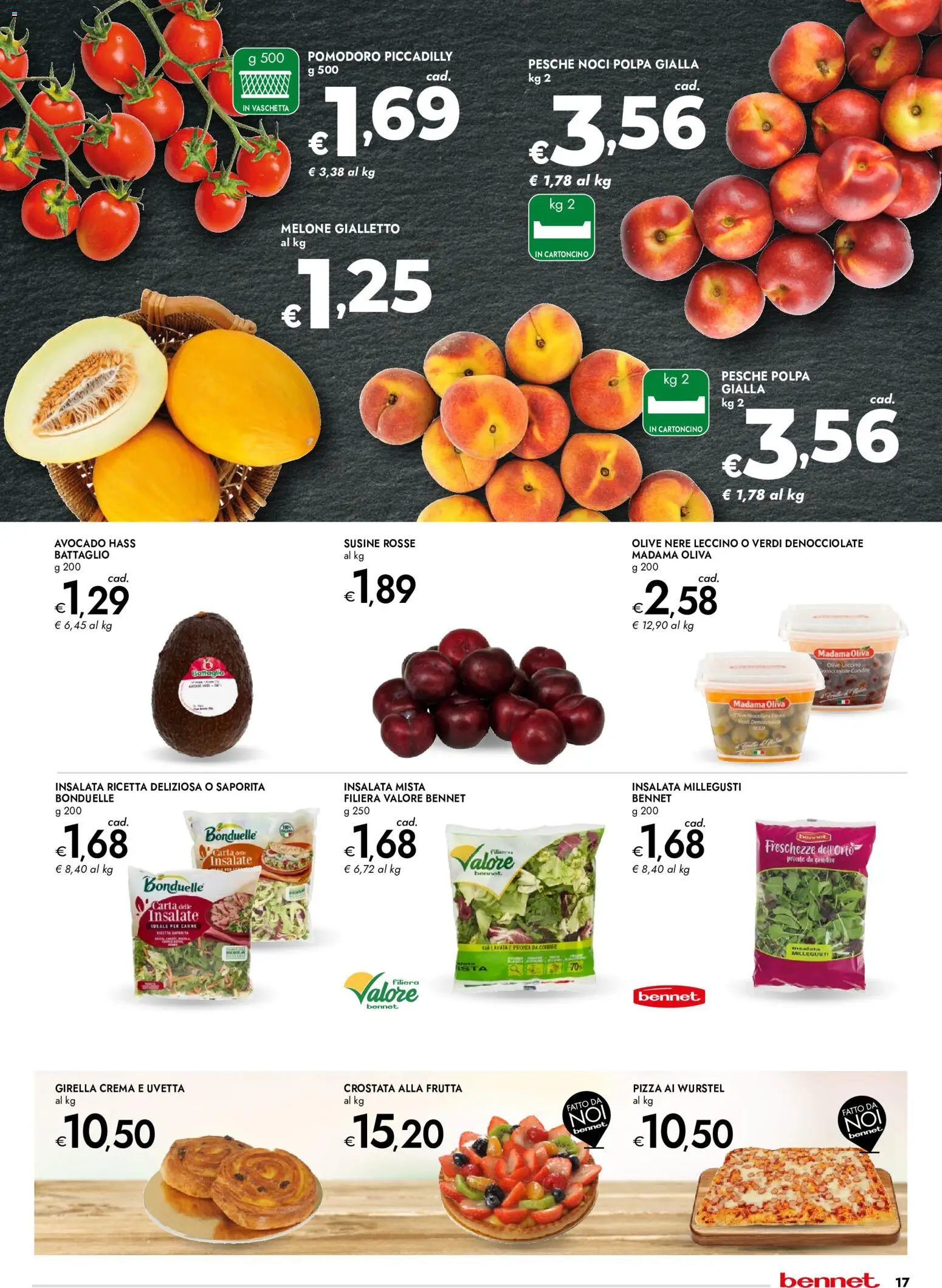 Volantino bennet del 13/08/2026 | Pagina: 17 | Prodotti: Uvetta, Crema, Pizza, Insalata
