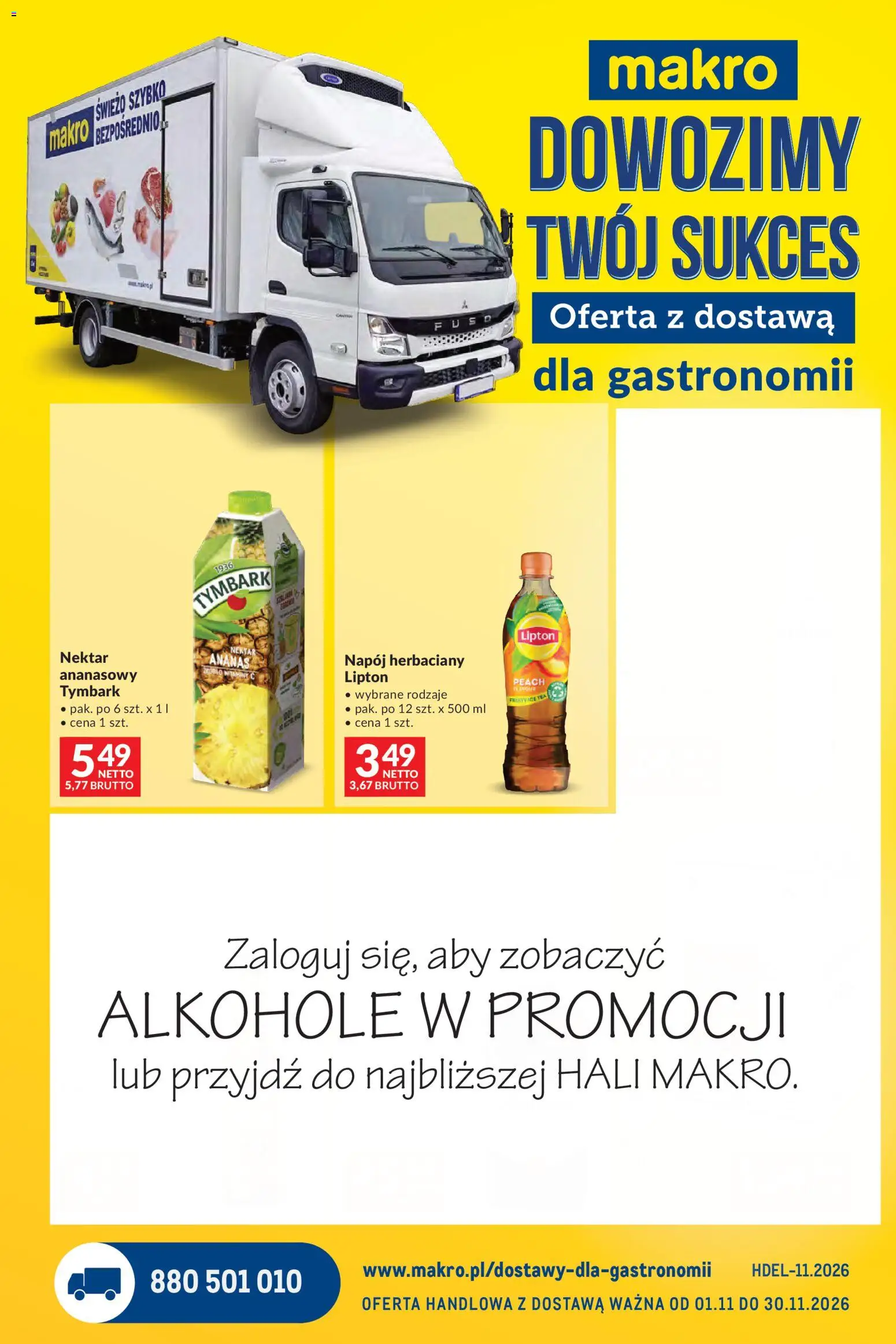 Makro gazetka - Dostawy dla gastronomii od 01.11.2026 | Strona: 1 | Produkty: Alkohole, Ice Tea, Tymbark