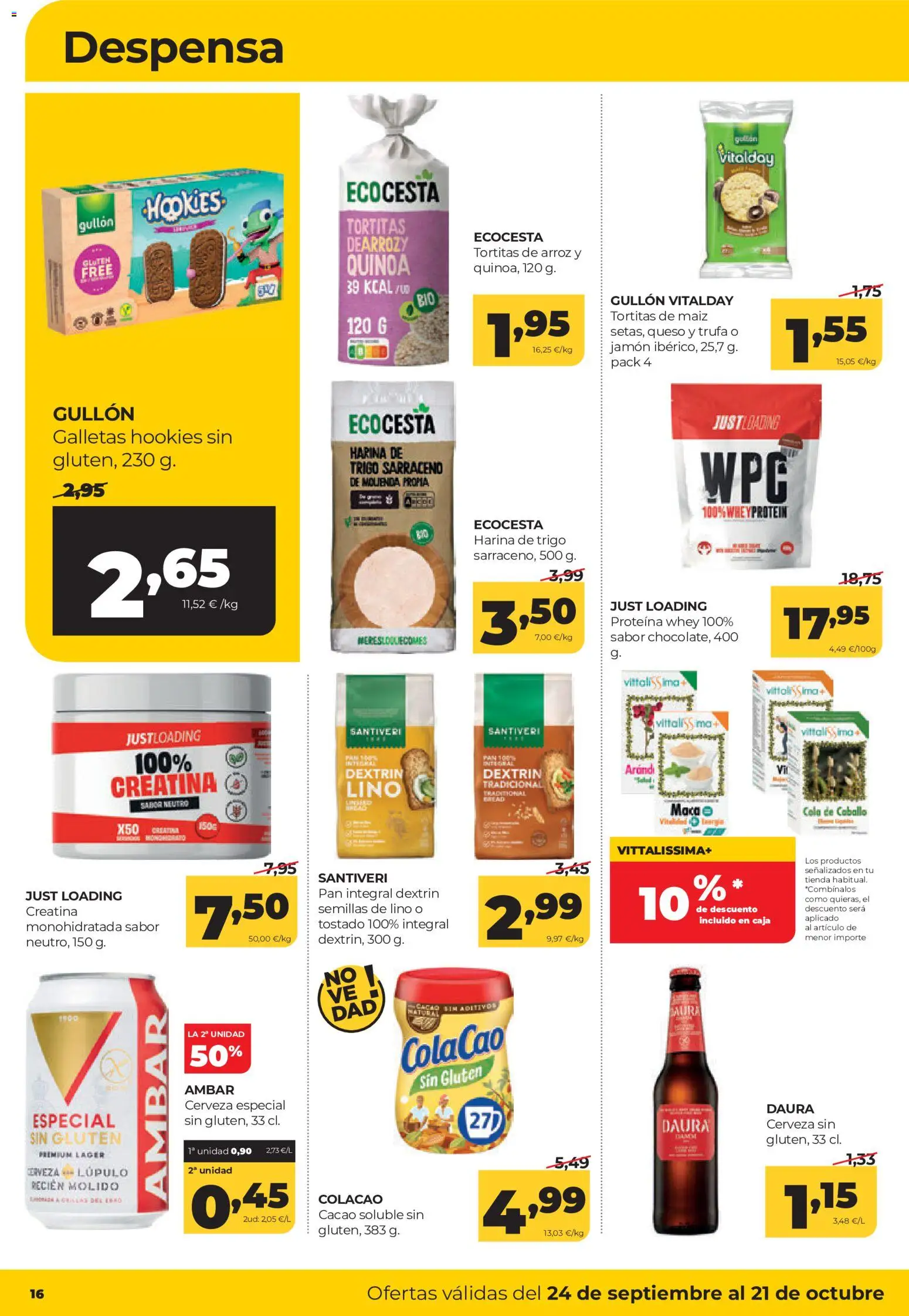 Alimerka folleto Castilla y León │ válido desde el 24/09/2026 | Página: 16 | Productos: Pan, Pan integral, Tortitas de arroz, Caja