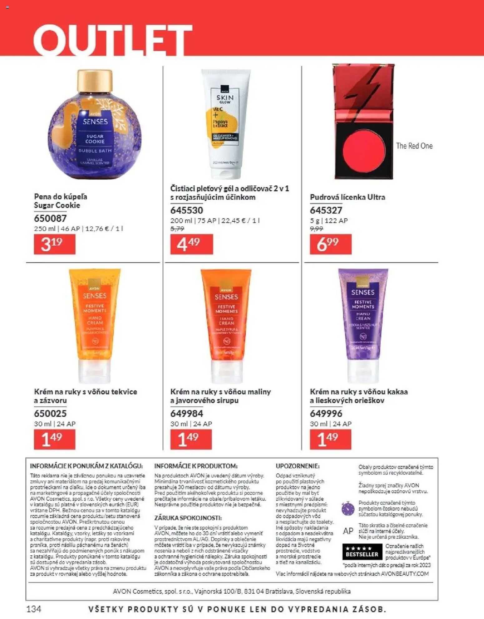 Nové Avon akcie – leták je platný od 01.08.2026 | Strana: 134 | Produkty: Lícenka, Odličovač, Krém na ruky, Maliny
