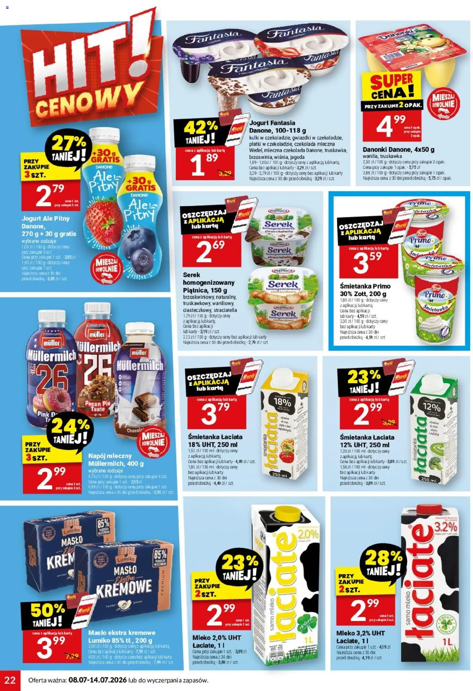 Twój Market gazetka od 08.07.2026 | Strona: 22 | Produkty: Serek, Mleko, Jogurt, Czekolada