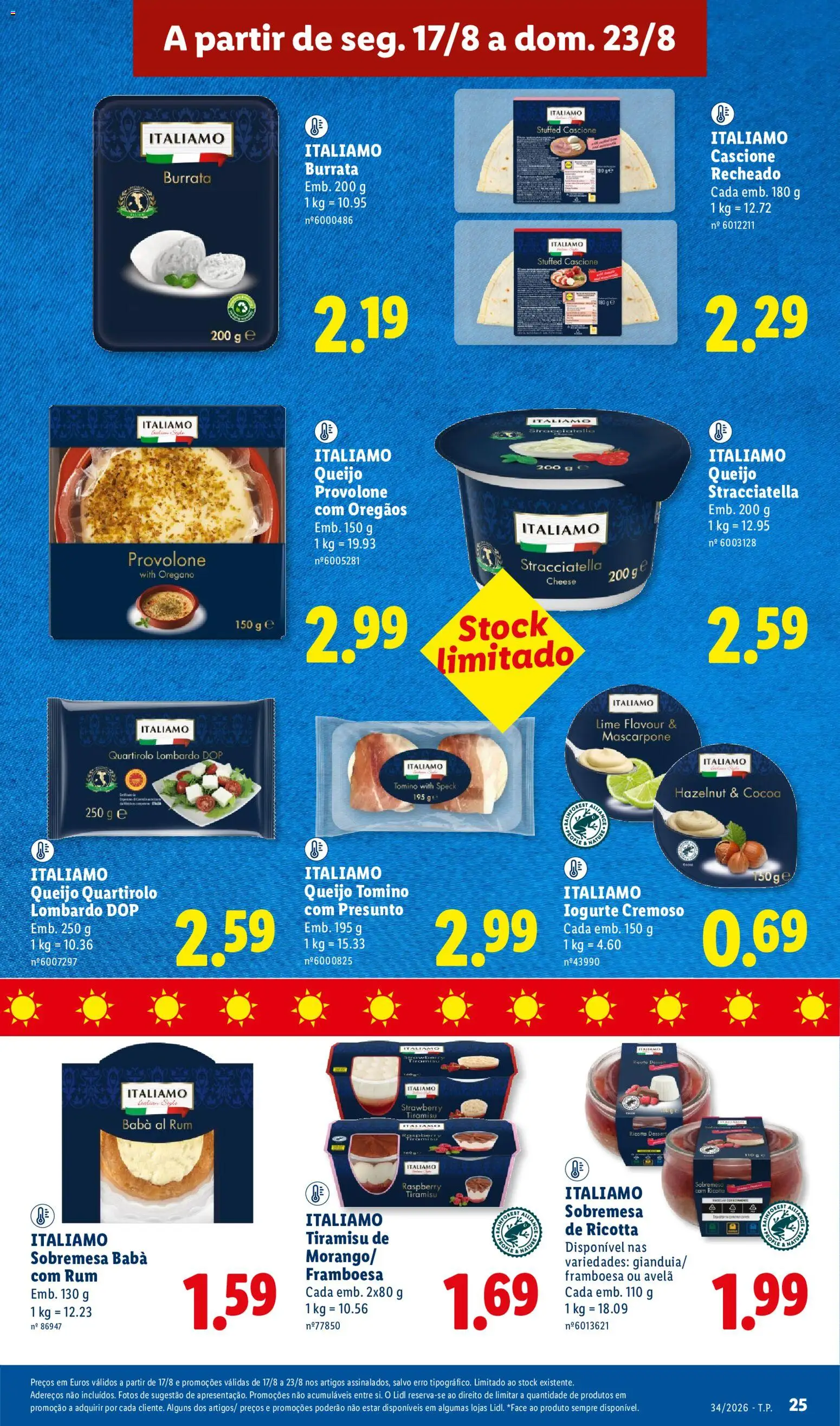 Lidl folheto │ válido de 17/08/2026 | Página: 25 | Produtos: Rum, Queijo, Iogurte, Mascarpone
