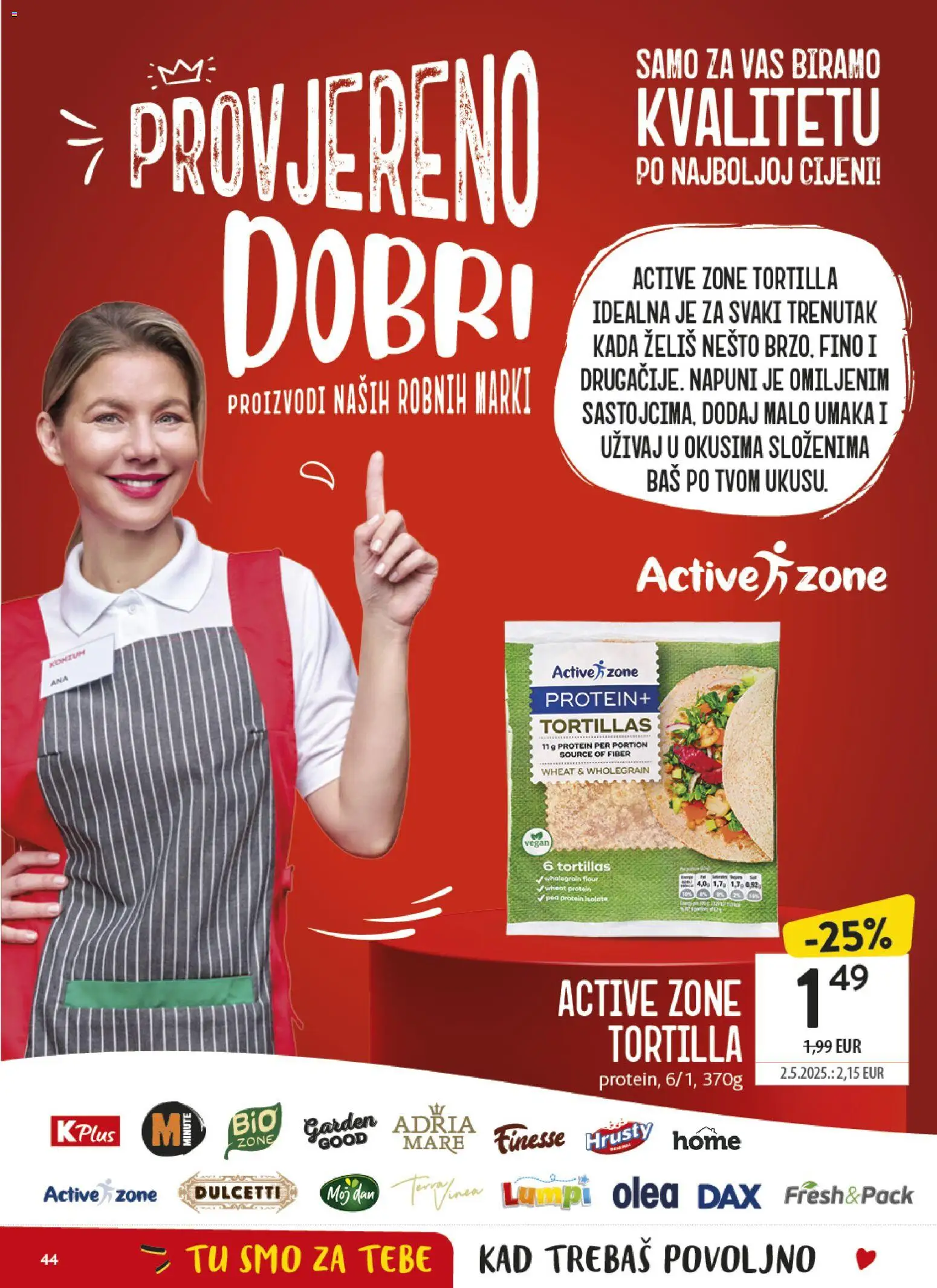 Konzum HR akciós ujság - amely érvényes a következő dátumtól: 2026.09.09. | Oldal: 44 | Termékek: Tortilla, Protein, Vas, Vegán