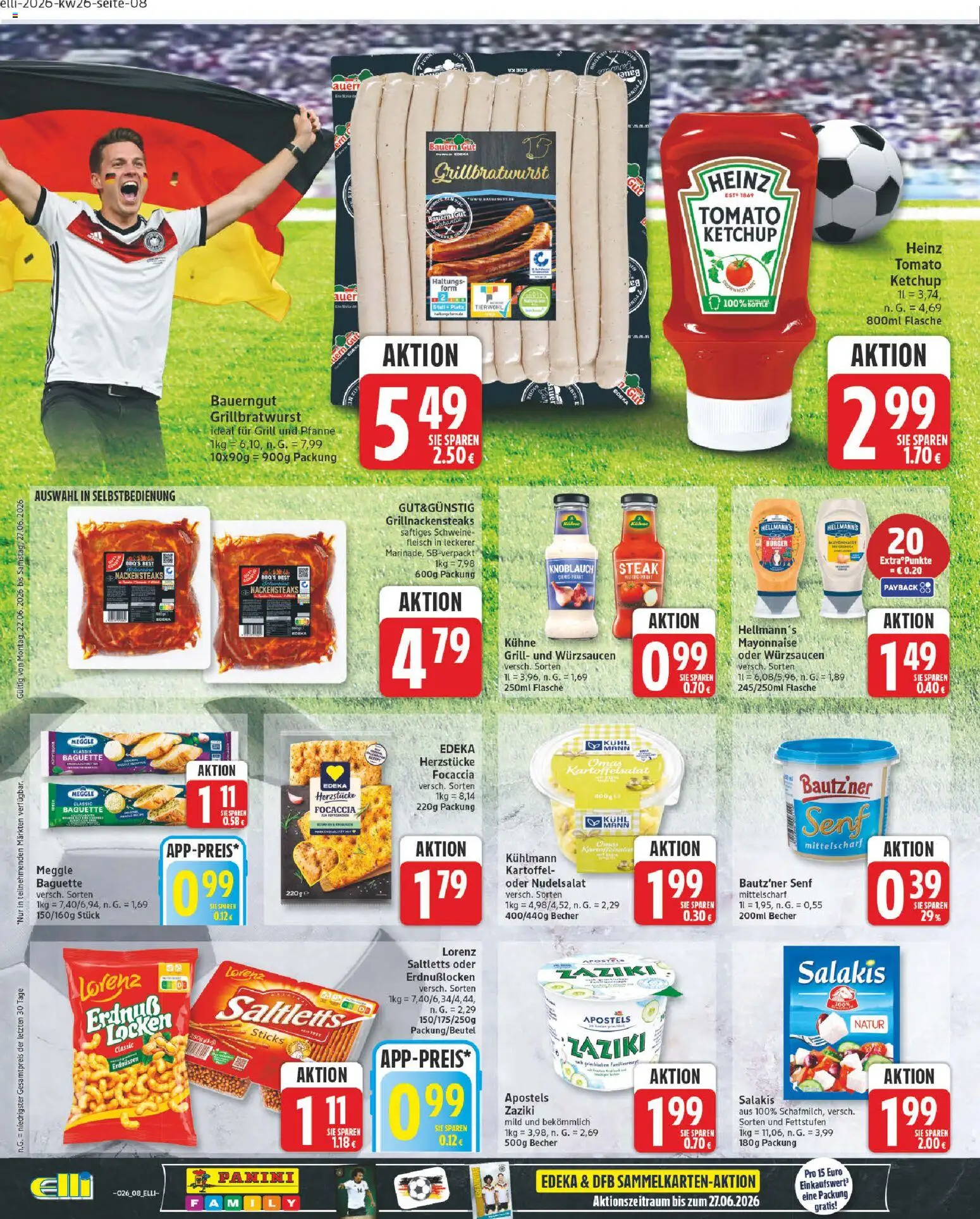 Elli Markt Prospekt Gütersloh – gültig ab 22.06.2026 | Seite: 8 | Produkte: Knoblauch, Steak, Ketchup, Fleisch
