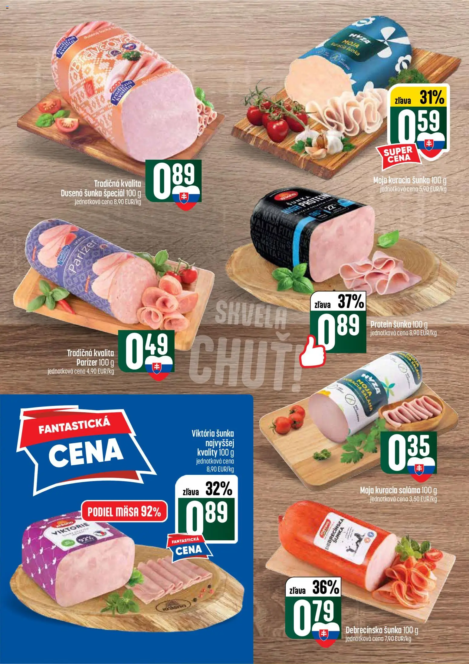 Nové COOP Jednota akcie – leták je platný od 02.07.2026 | Strana: 10 | Produkty: Saláma, Šunka, Protein