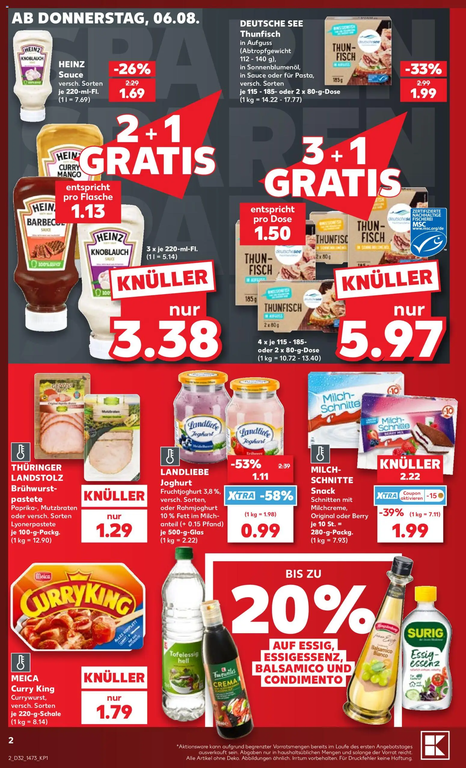 Kaufland Prospekt – gültig ab 06.08.2026 | Seite: 2 | Produkte: Joghurt, Essig, Fruchtjoghurt, Mango