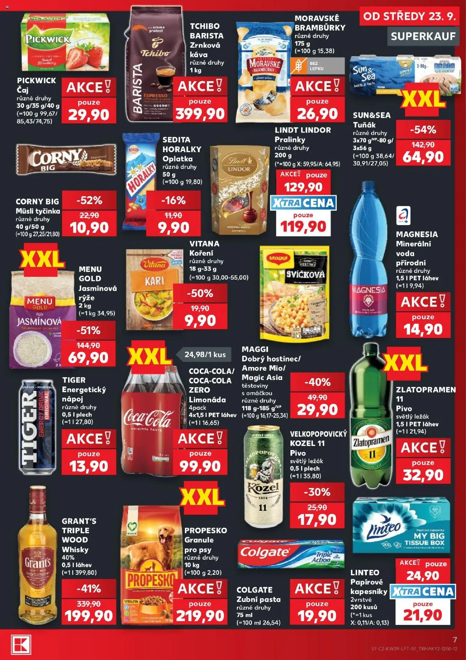 Kaufland leták - Kolín od 23.09.2026 | Strana: 7 | Produkty: Tuňák, Koření, Kapesníky, Propesko granule