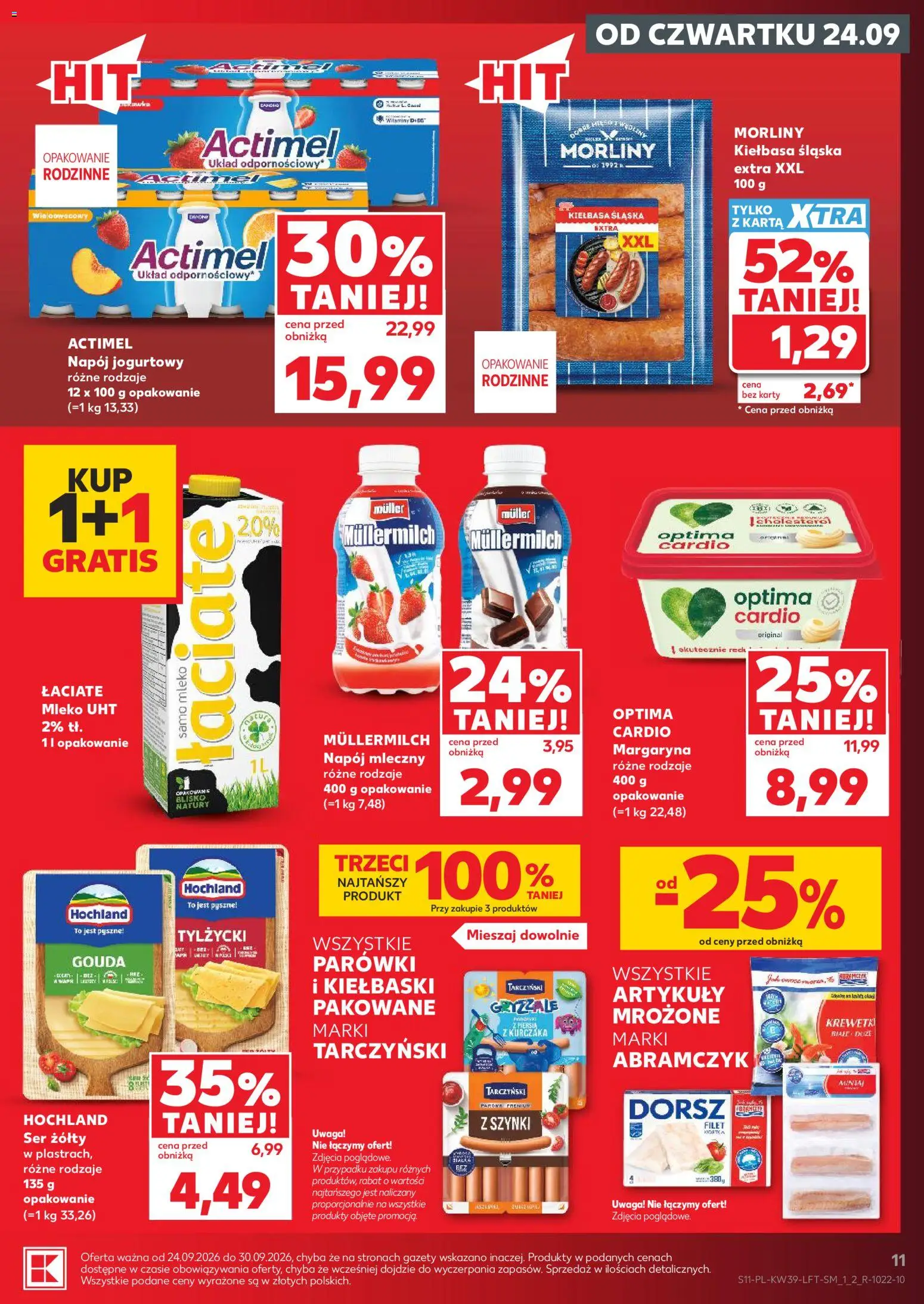 Kaufland Polsko leták od 24.09.2026 | Strana: 11 | Produkty: Gouda, Mléko, Actimel, Filet