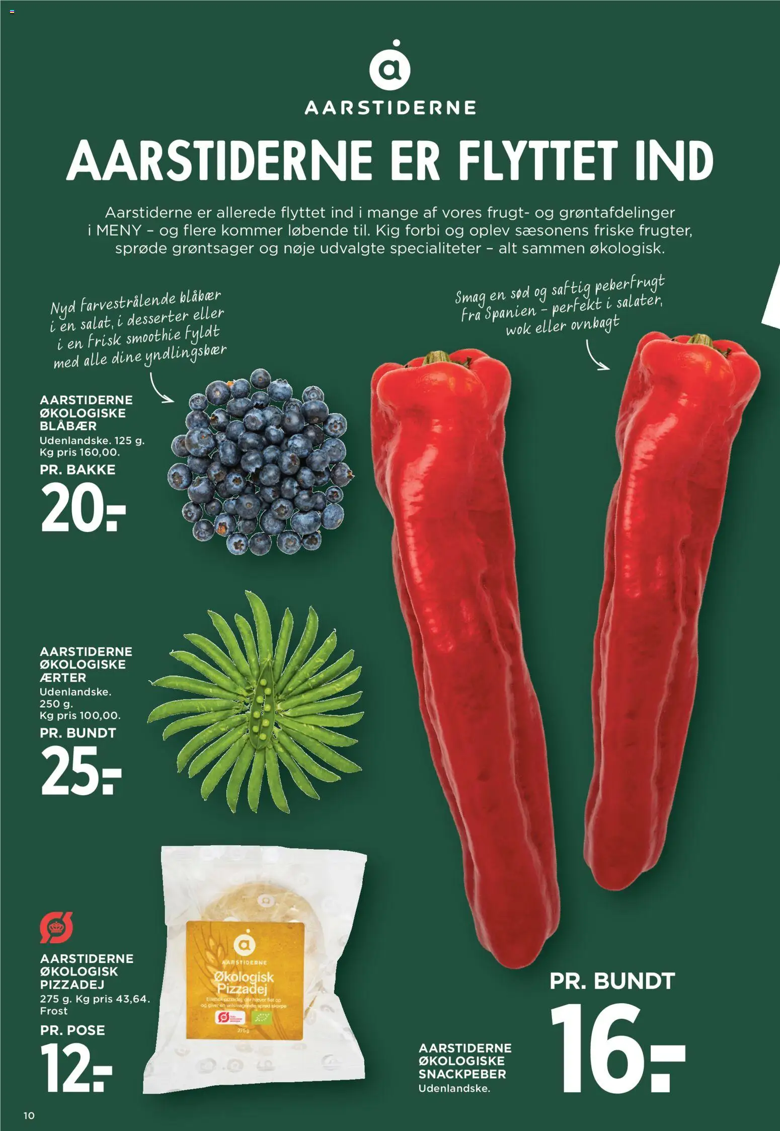 Meny tilbudsavis – gyldig fra 08.05.2026 | Side: 10 | Produkter: Blåbær, Pizzadej, Ærter, Peberfrugt