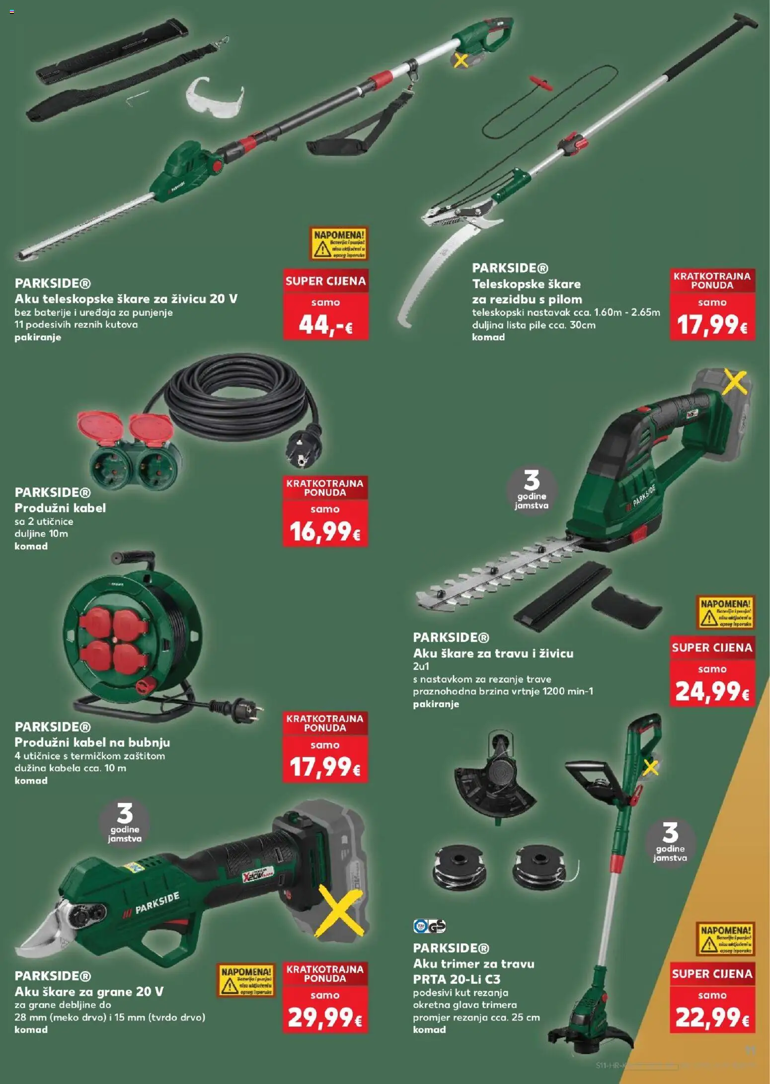Kaufland katalog | vrijedi od 09.09.2026 | Stranica: 11 | Proizvodi: Skare za grane, Baterije, Trimer, Teleskopske škare