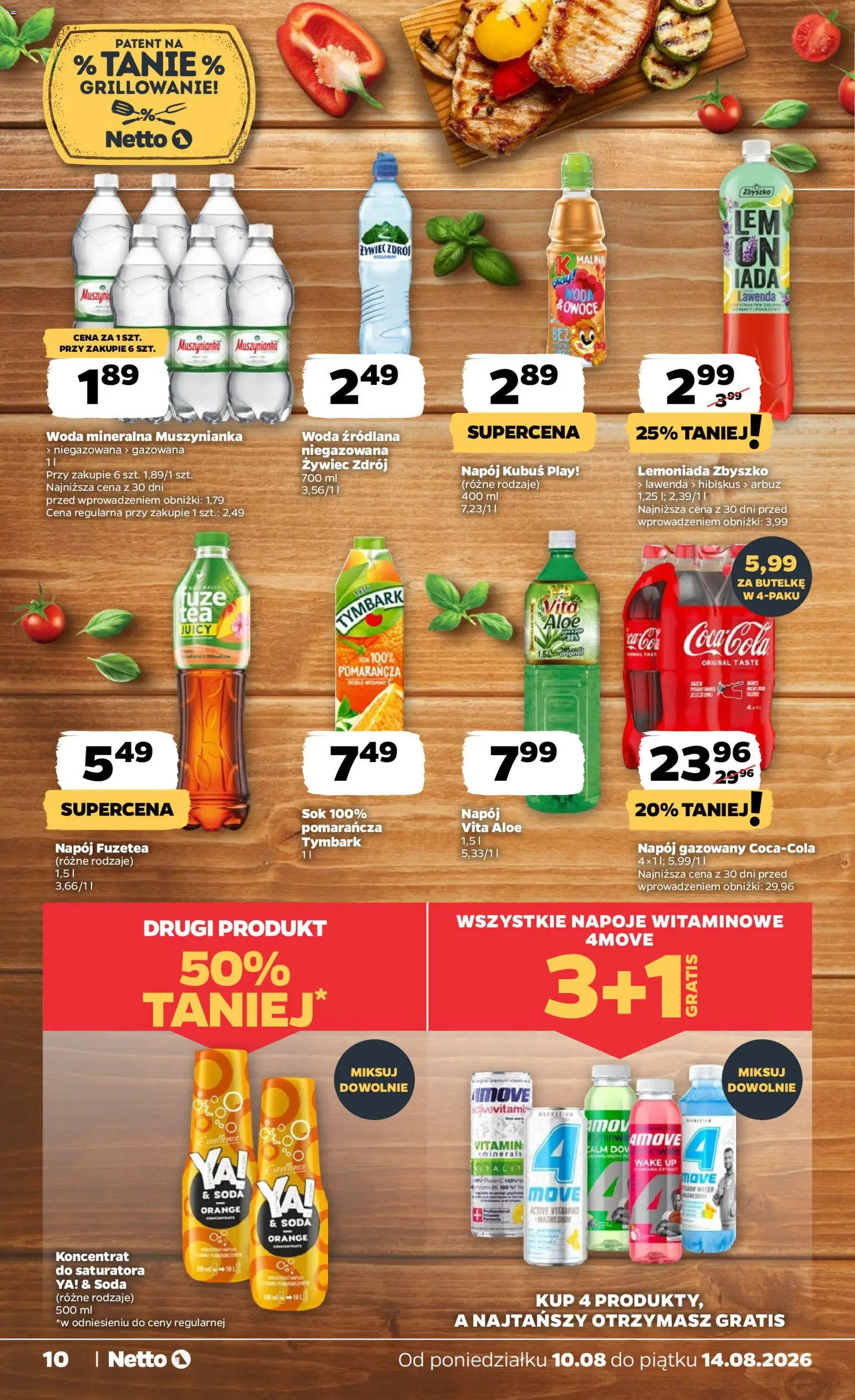 Netto gazetka od poniedziałku od 10.08.2026 | Strona: 10 | Produkty: Napoje, Muszynianka, Lemoniada, Lawenda