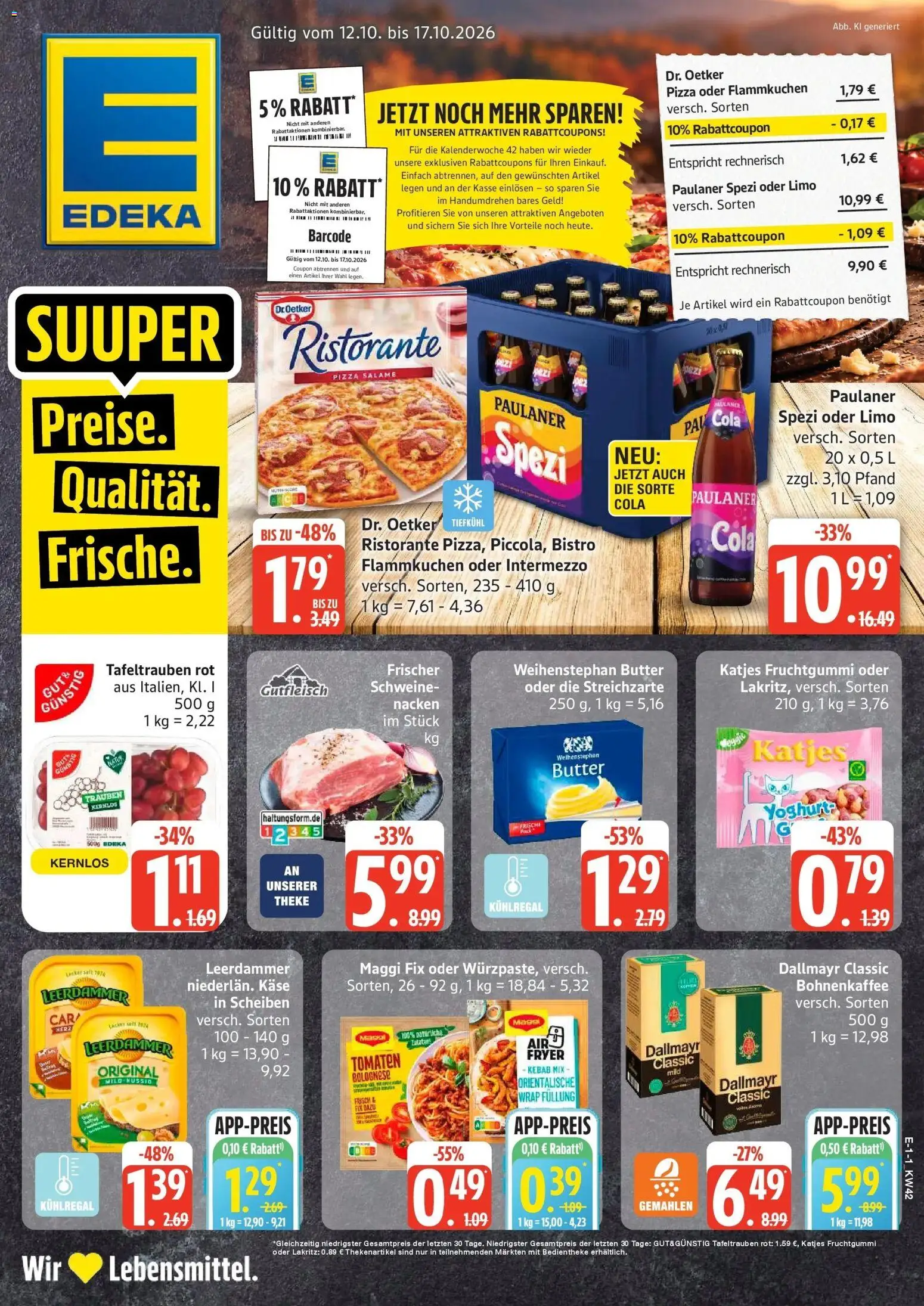 Edeka Prospekt Neu Wulmstorf (ab 12.10.2026) » Angebote Online | Seite: 1 | Produkte: Paulaner spezi, Katjes, Weihenstephan butter, Leerdammer