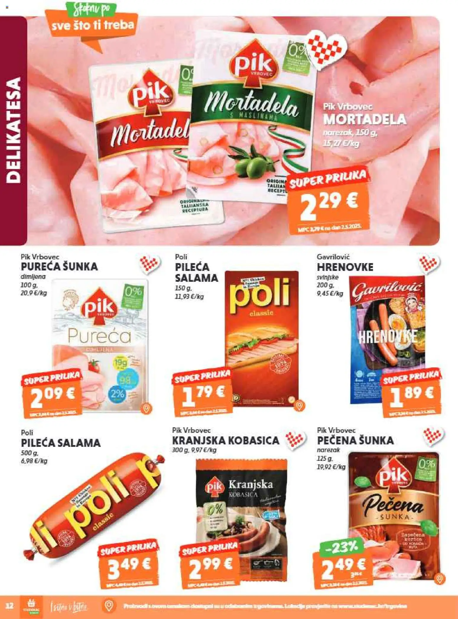 Studenac katalog | vrijedi od 17.06.2026 | Stranica: 12 | Proizvodi: Šunka, Hrenovke, Narezak, Kobasica