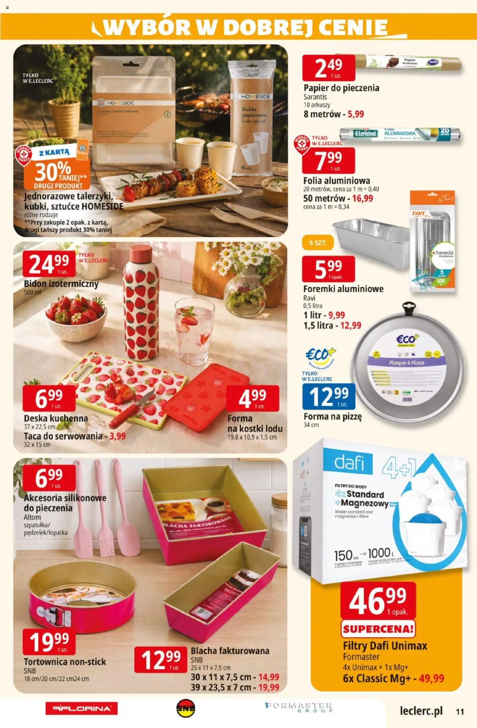 E.Leclerc gazetka od 12.05.2026 | Strona: 11 | Produkty: Karta, Papier do pieczenia, Filtry dafi, Sztućce
