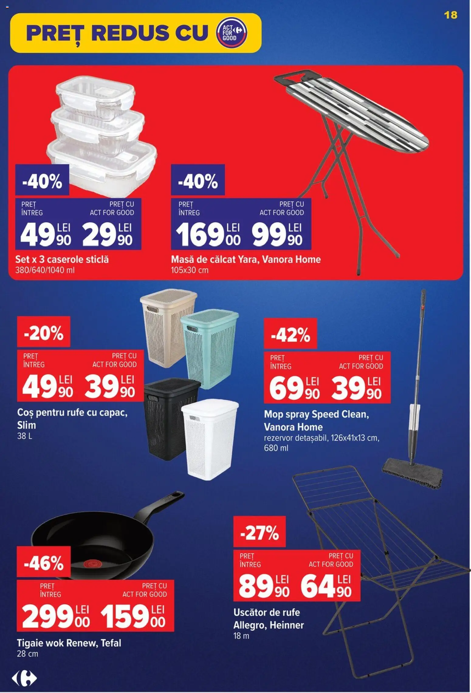 Noul catalog Carrefour – valabil de la 30.09.2026 | Pagină: 18 | Produse: Uscător, Tigaie, Masă, Masă de călcat