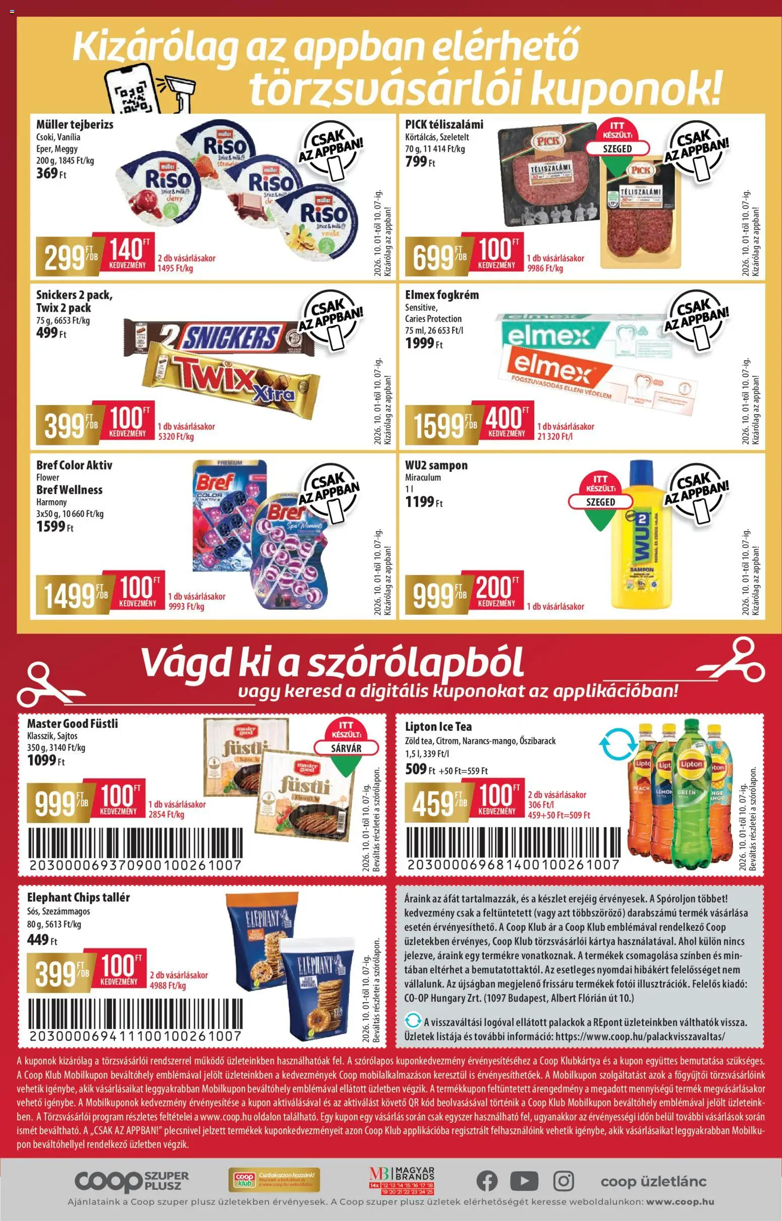COOP akciós ujság - amely érvényes a következő dátumtól: 2026.10.01. | Oldal: 12 | Termékek: Tejberizs, Snickers, Sampon, Fogkrém